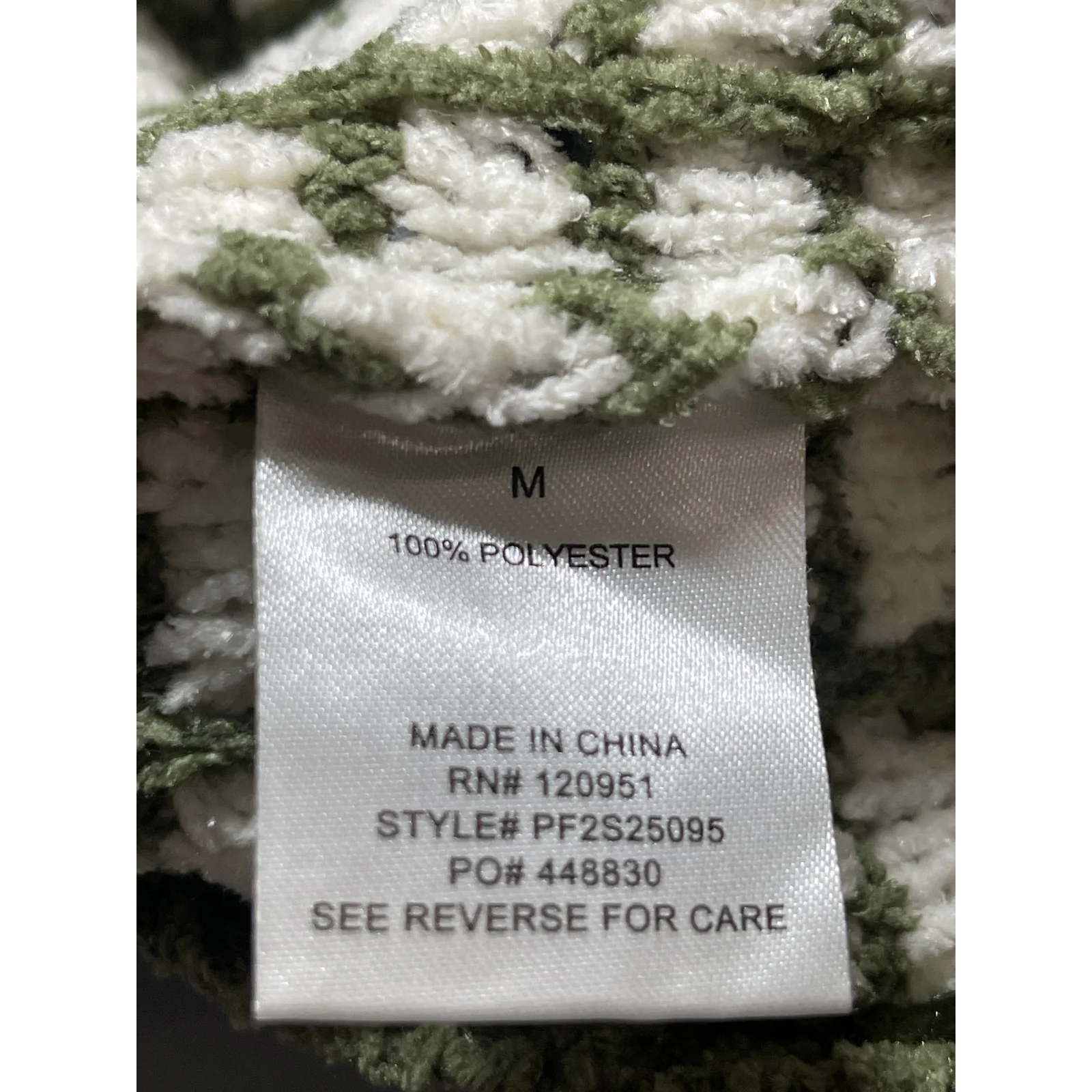 Pink Rose Green Floral Chenille Knit Long Sleeve Crew Neck Crop Sweater Top Sz M - Image 4