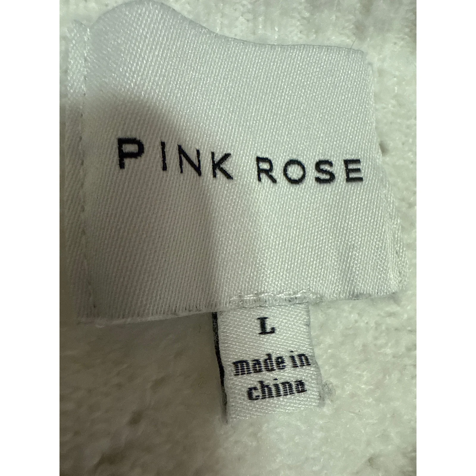 Pink Rose White Argyle Knit Long Sleeve Button Down Cardigan Sweater Top Size L - Image 3