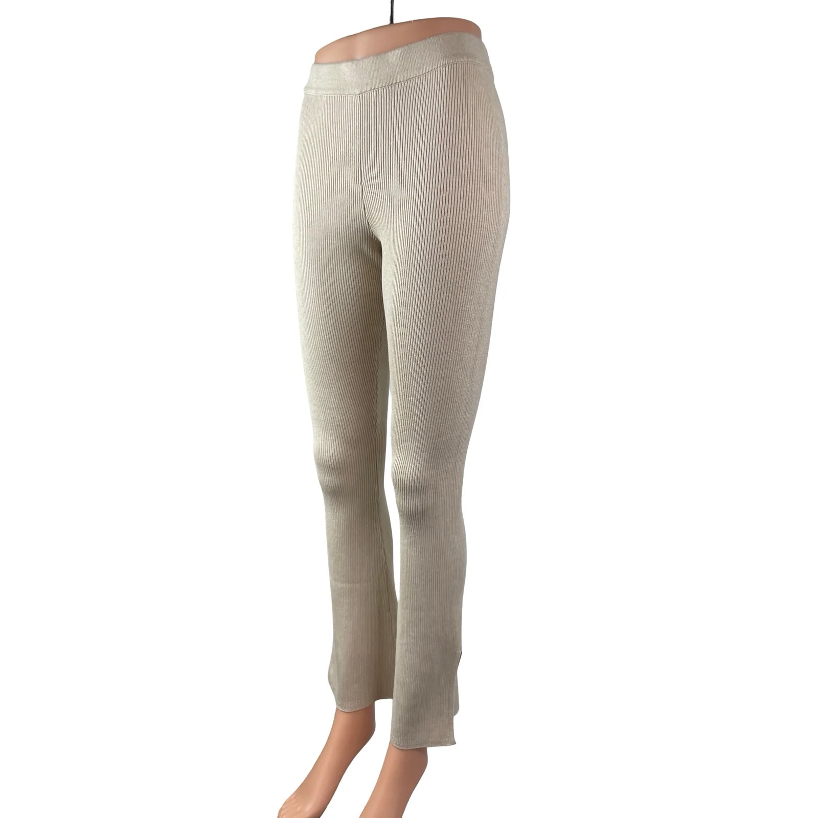 Pink Rose Women's Beige Skinny Flared Yoga Athletic Activewear Trousers Pants S - Image 3