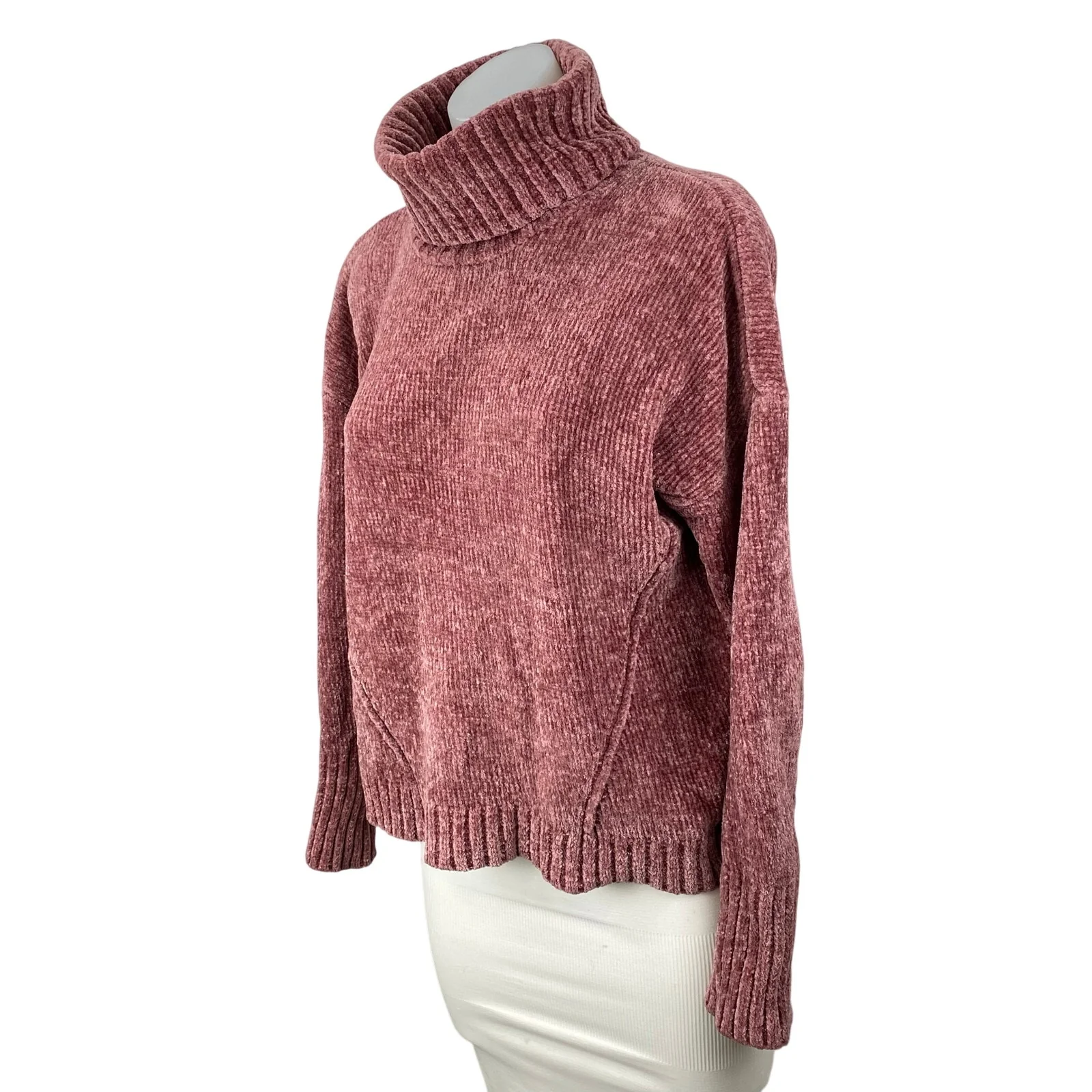 Pink Rose Women's Pink Turtle Neck Long Sleeve Crop Sweatshirt Sweater Top Sz M - Image 2