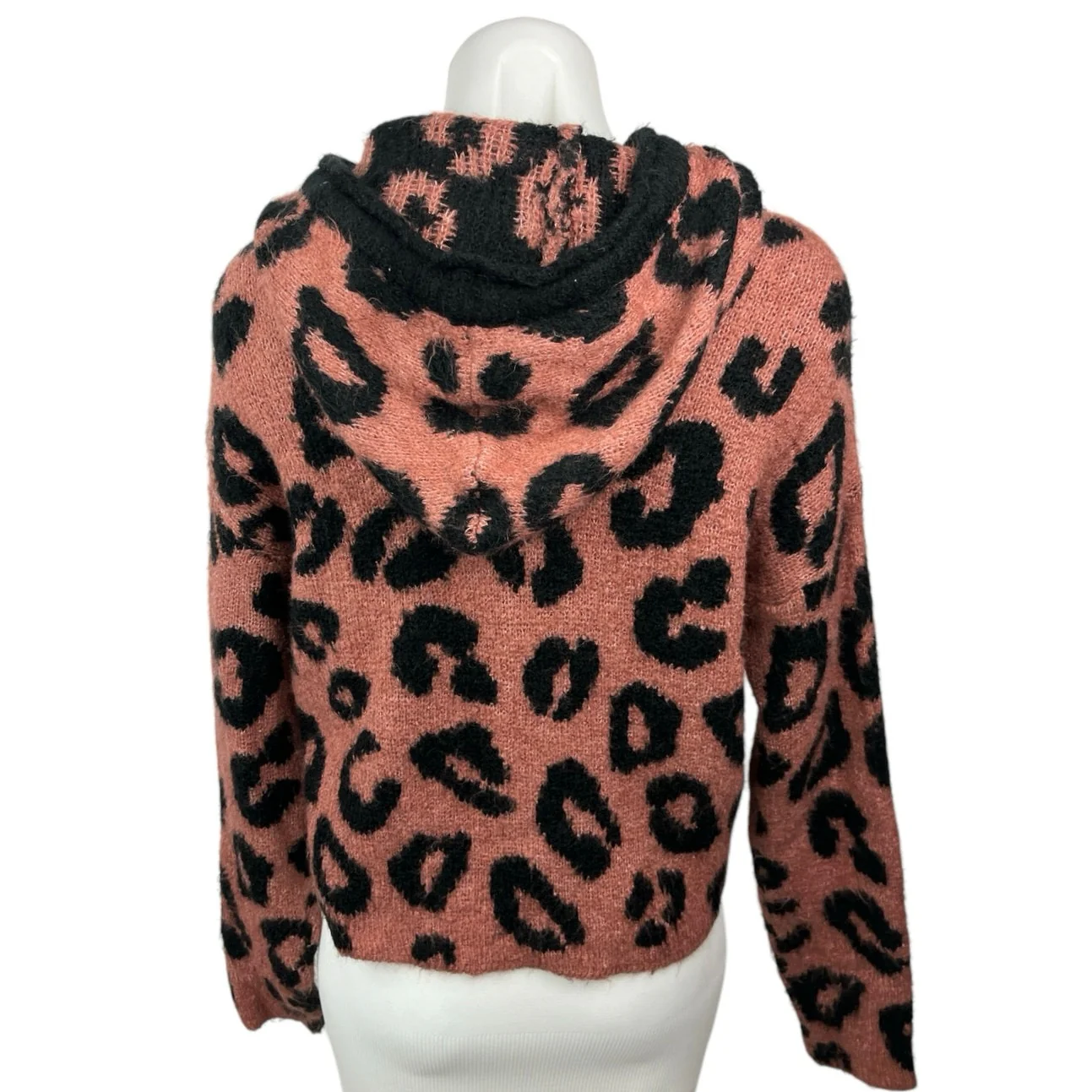 Pink Victoria's Secret Brown Black Leopard Hooded Hoodie Sweater Top Size XS - Image 2