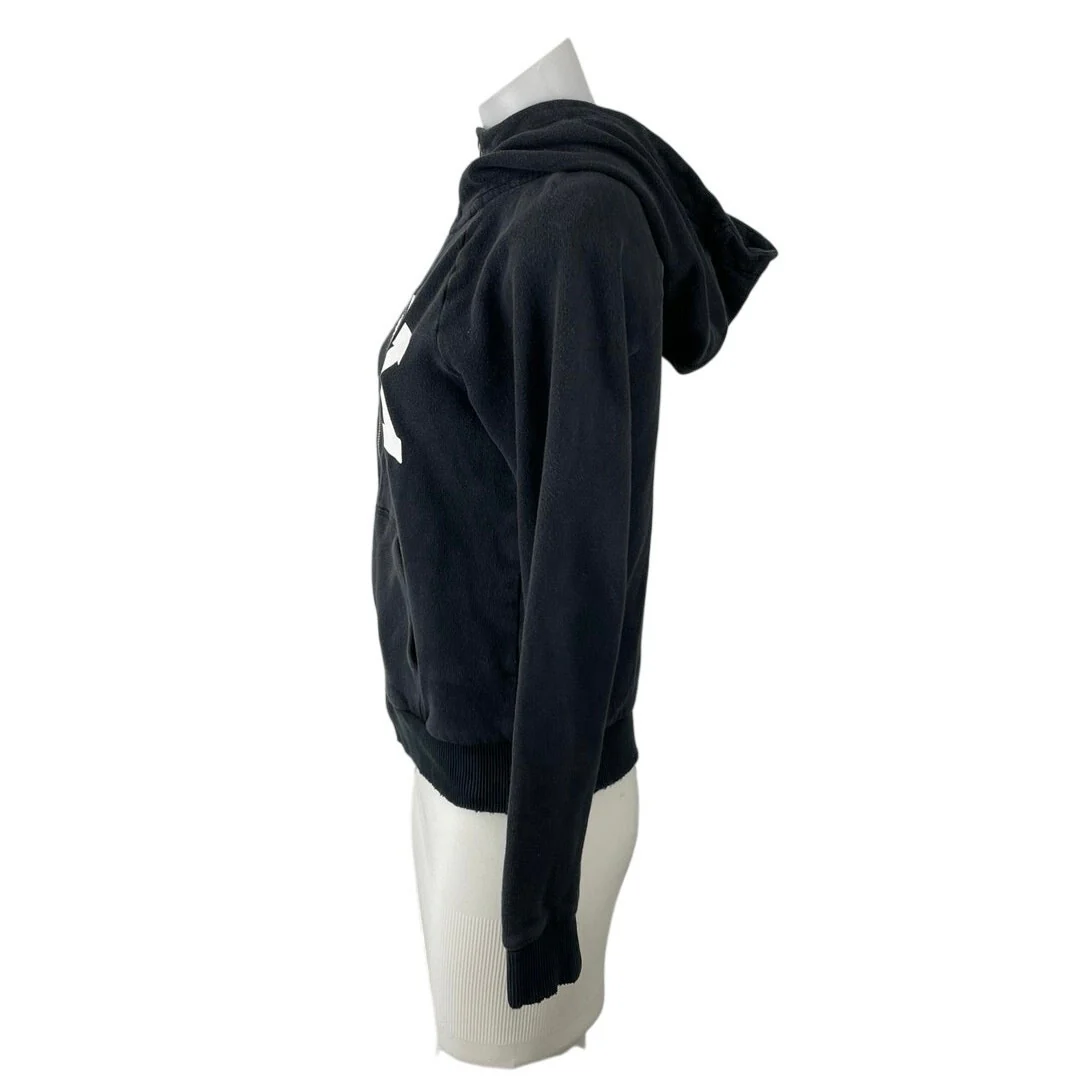 Pink Victoria's Secret Women's Black Zip Up Hoodie Hooded Sweatshirt Top Size S - Image 3