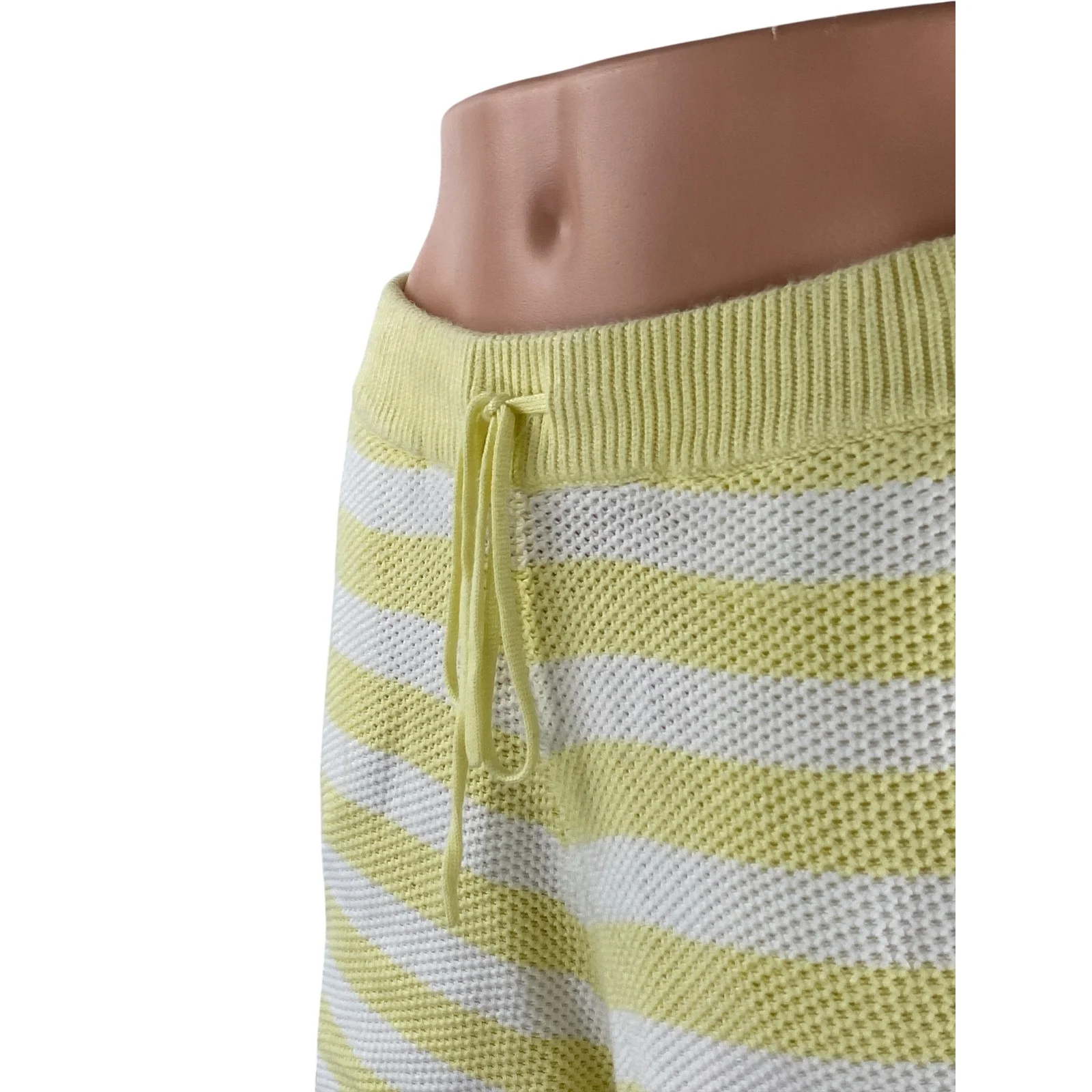 Pink Victoria's Secret Yellow White Striped Knit High Rise Beach Mini Short Sz M - Image 3