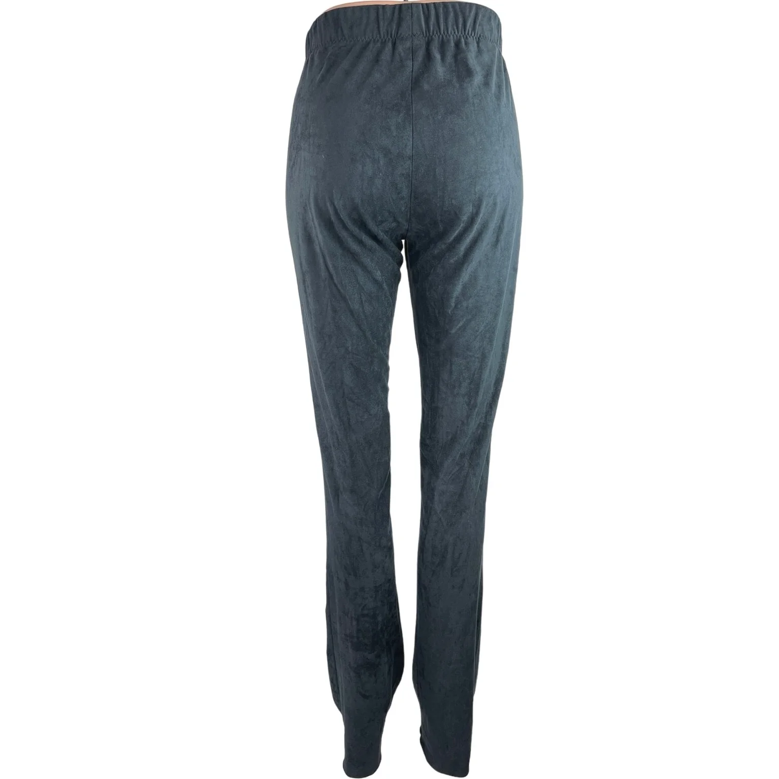 Pinko Women's Blue High Rise Elastic Waisted Tall Faux Suede Trouser Pant Size M - Image 3