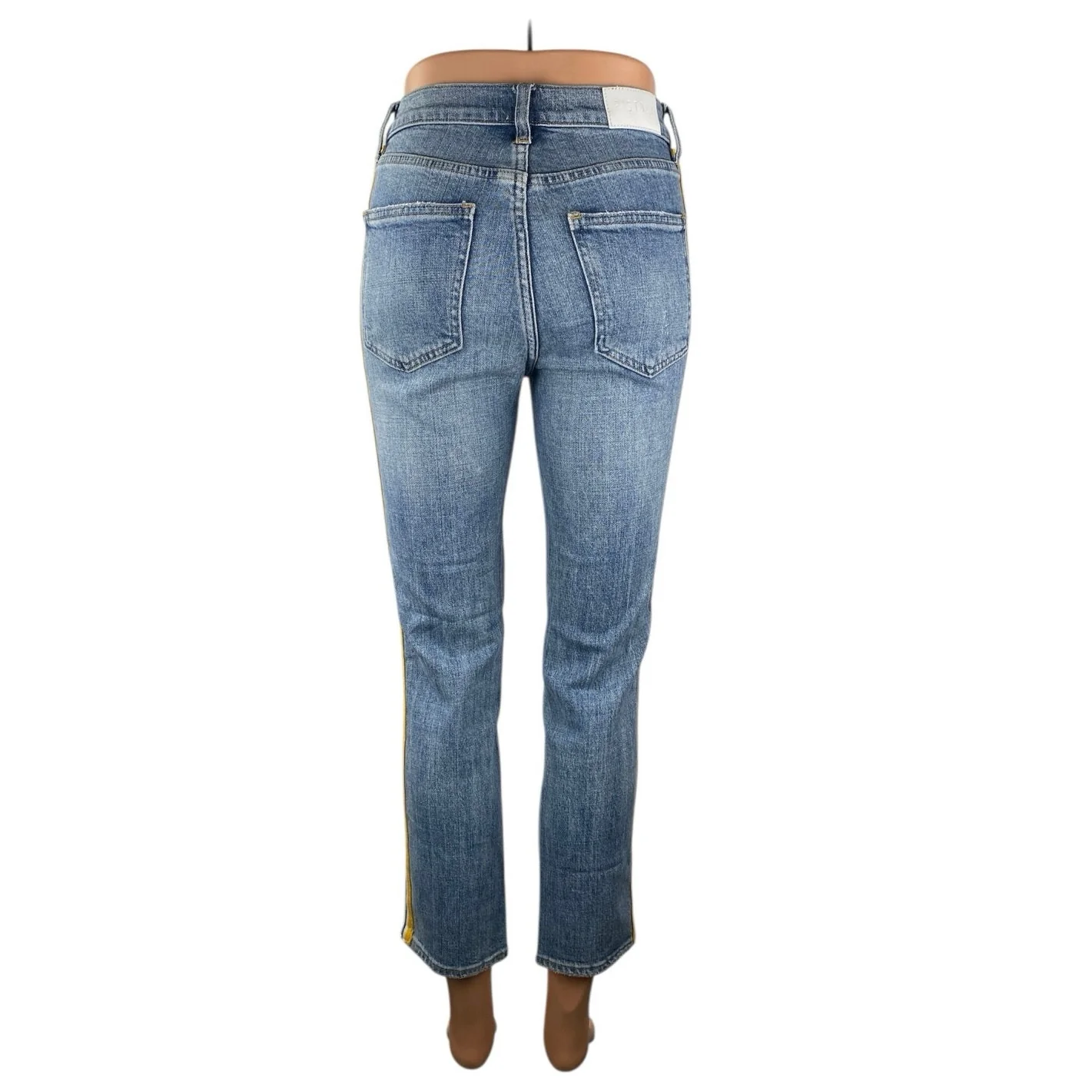 Pistola Blue High Rise Side Stripe Distressed Crop Cigarette Denim Jeans Size 27 - Image 3