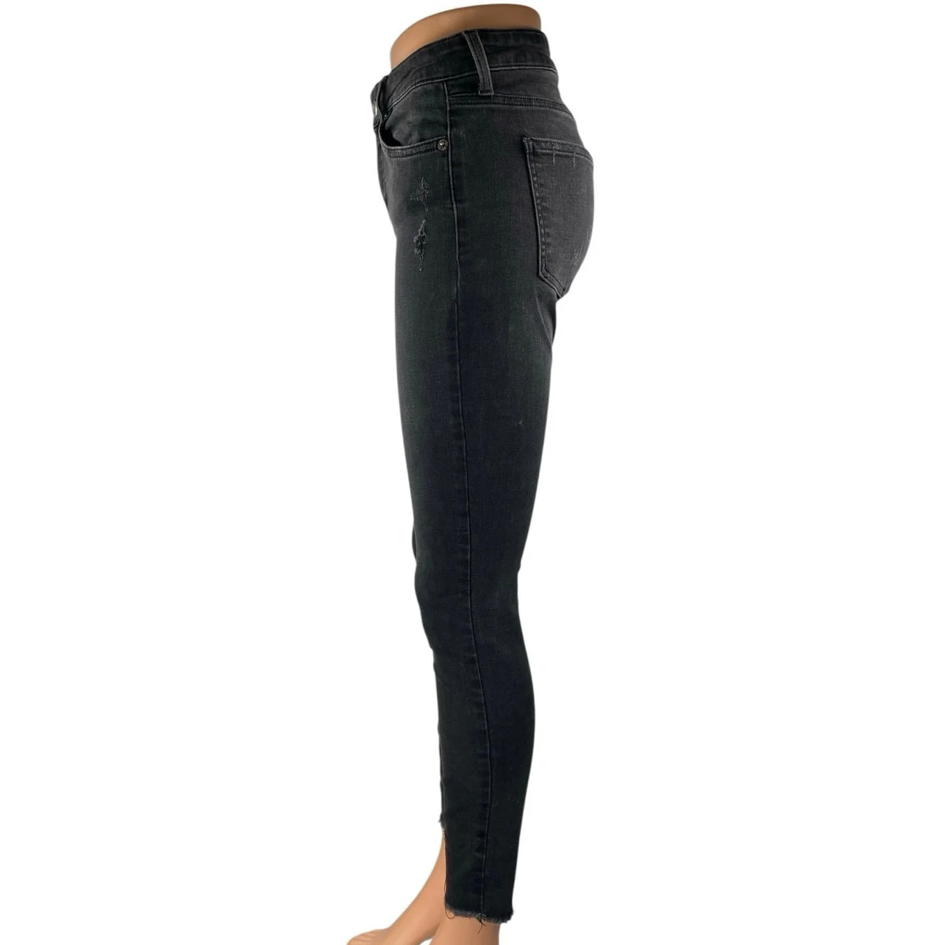 Pistola Women's Black Mid Rise Distressed Frayed Raw Hem Skinny Denim Jeans 27 - Image 2
