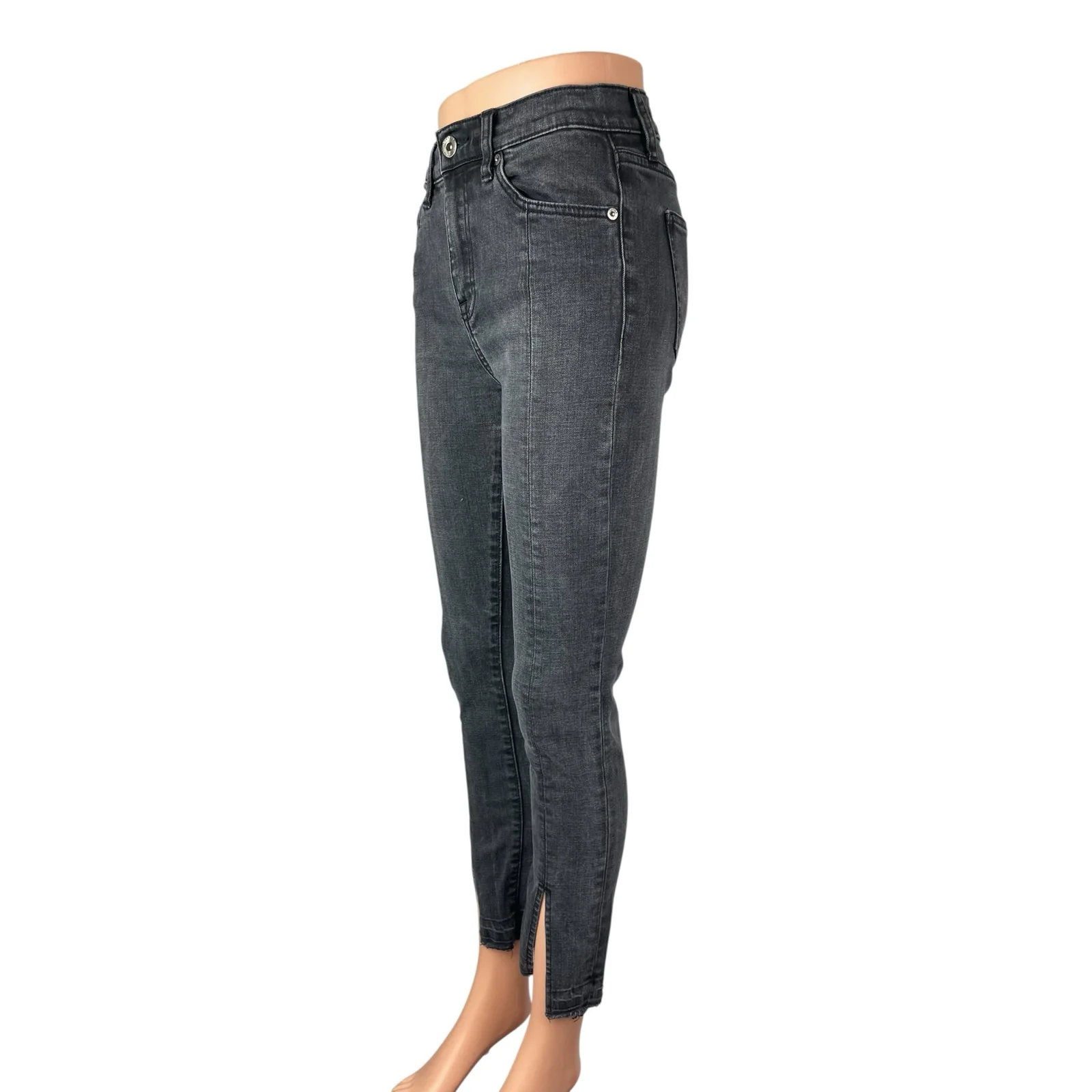 Pistola Women's Gray Front Slit Hem High Rise Ankle Skinny Denim Jeans Pants 26 - Image 3