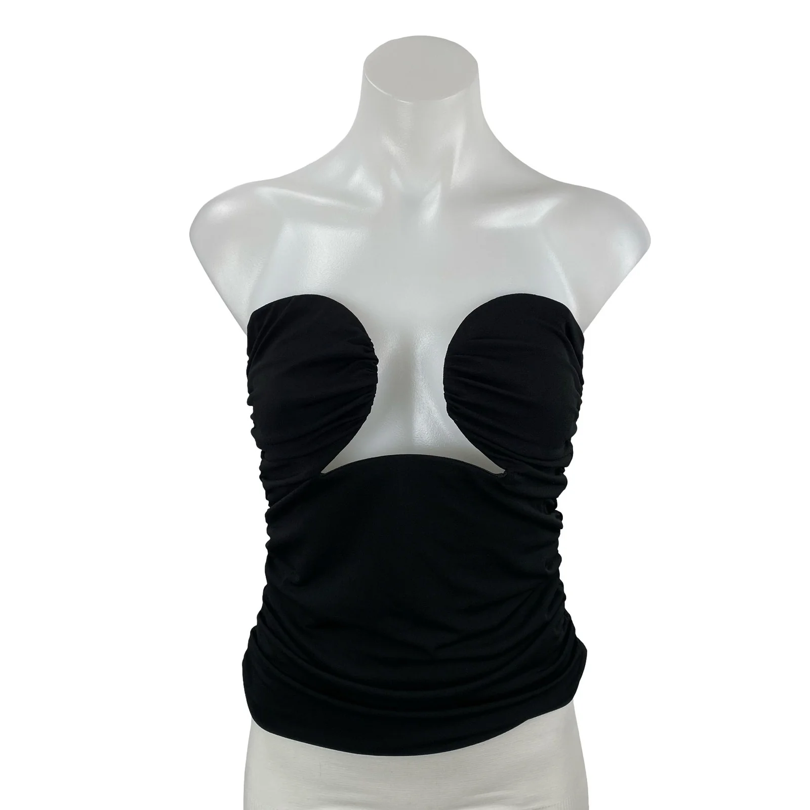 Pixie Market Dominique Black Wire Bustier Strapless Ruched Blouse Top Size S
