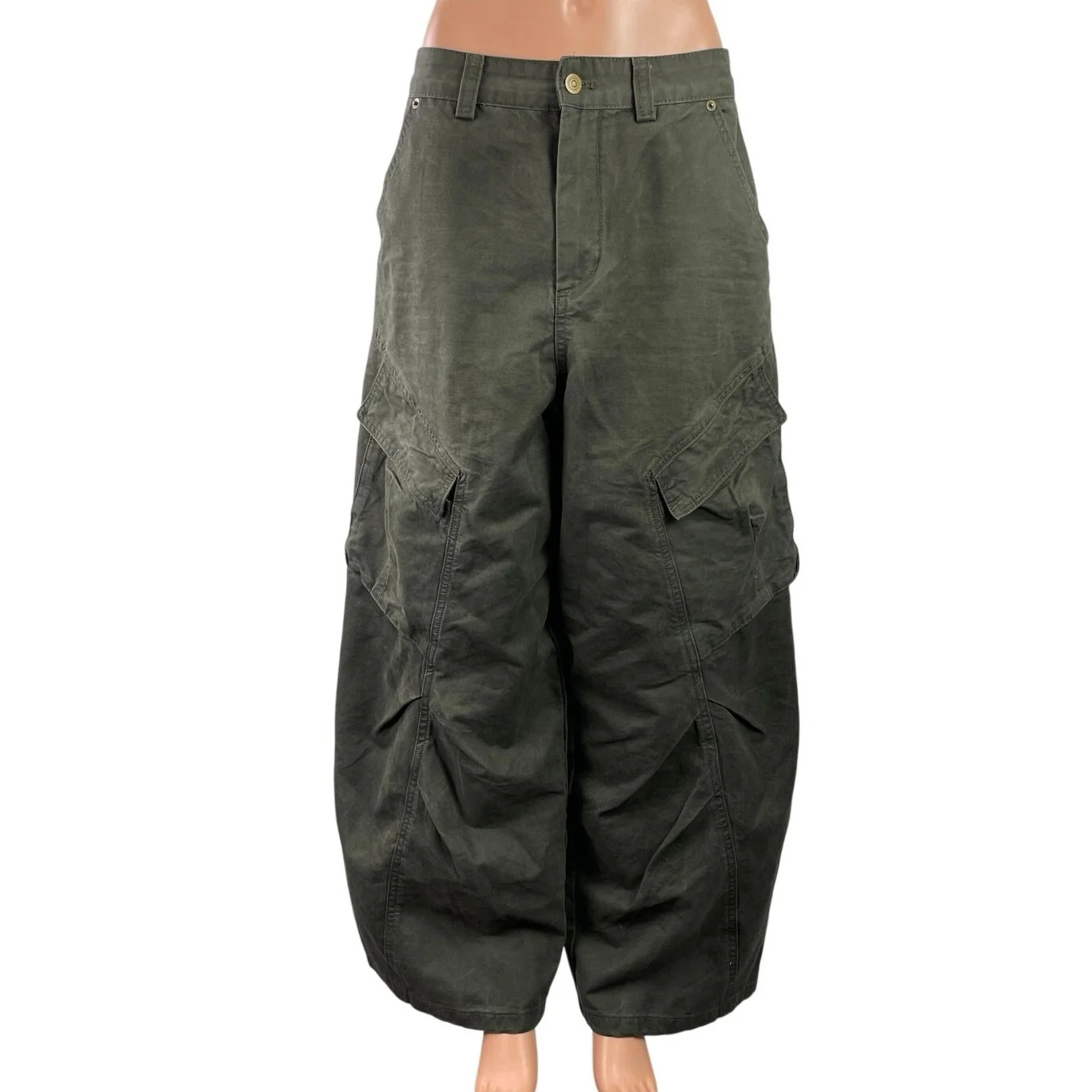 Pixie Market Womens Gray High Waisted Palazzo Wide Leg Cargo Denim Jeans Pants M