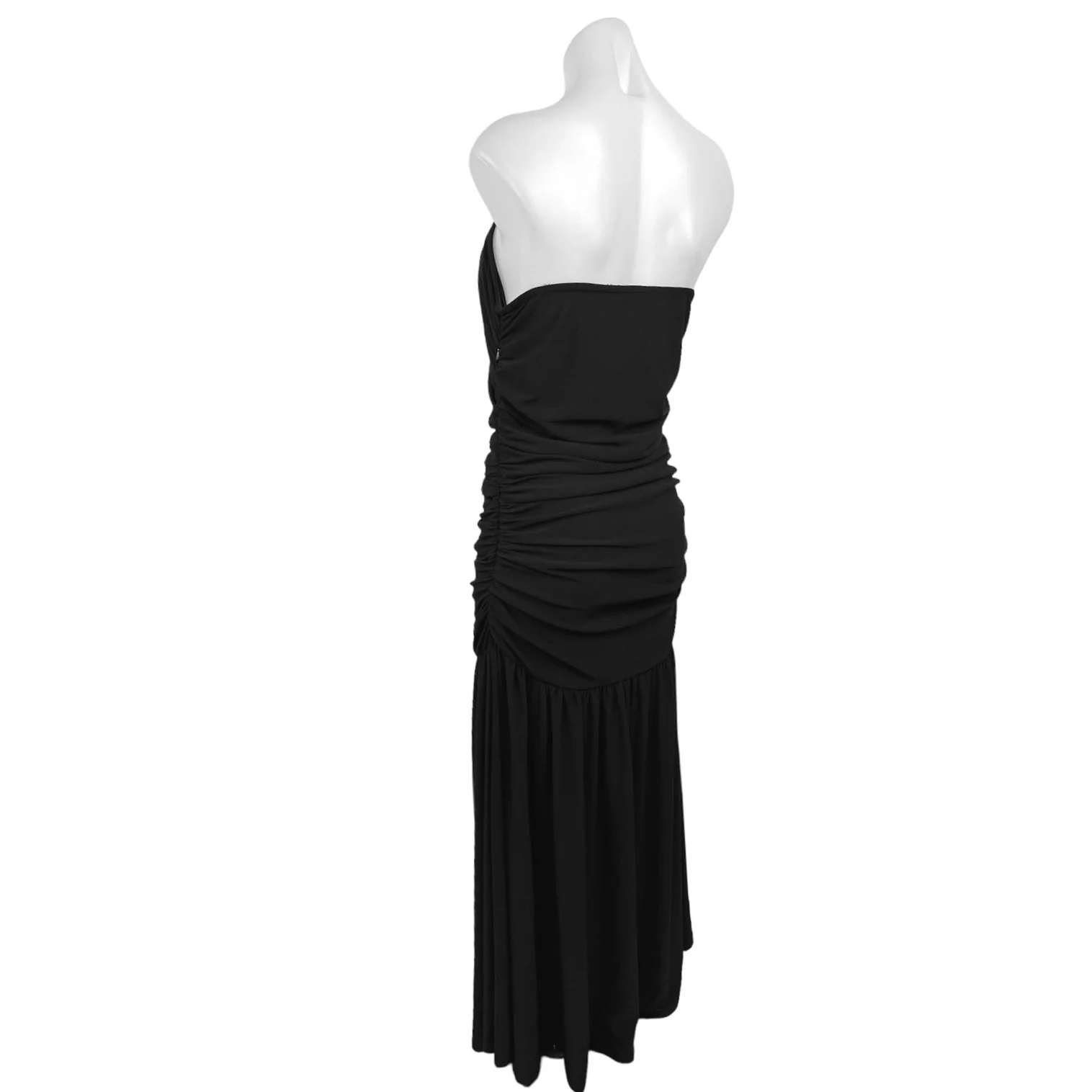 Pixie Market Women's Solid Ruched Black Strapless Flared Long Maxi Dress Size L - Image 2