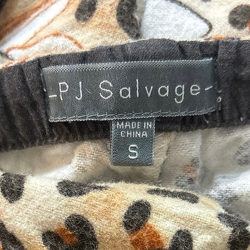 Pj Salvage Tan Cotton Leopard Coffee Cups Flannel Long Sleeve Pajama Set Size S - Image 5