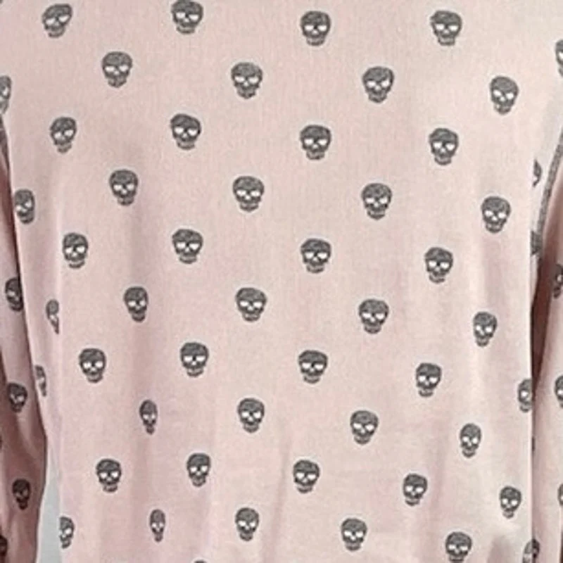 PJ Salvage Women's Pink Skull Knit Long Sleeve Sleepwear Pajamas Set Size S/M - Image 4