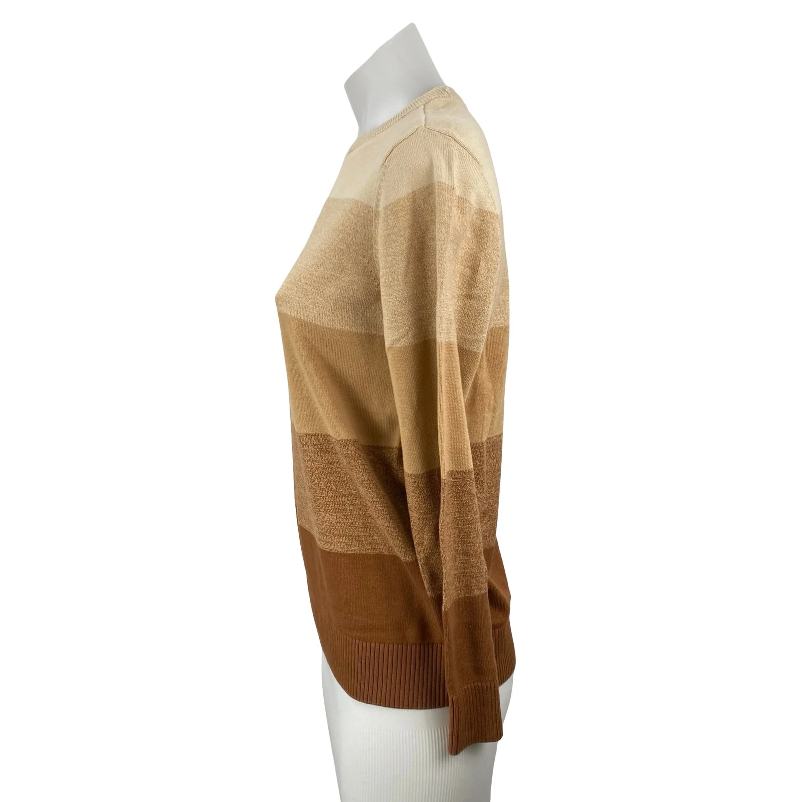 Place Women's Tan Brown Colorblock Stripe Ombre Long Sleeve Sweater Top 10/12 - Image 2