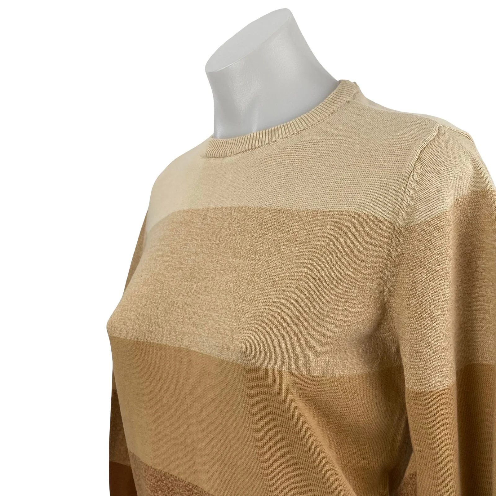 Place Women's Tan Brown Colorblock Stripe Ombre Long Sleeve Sweater Top 10/12 - Image 3