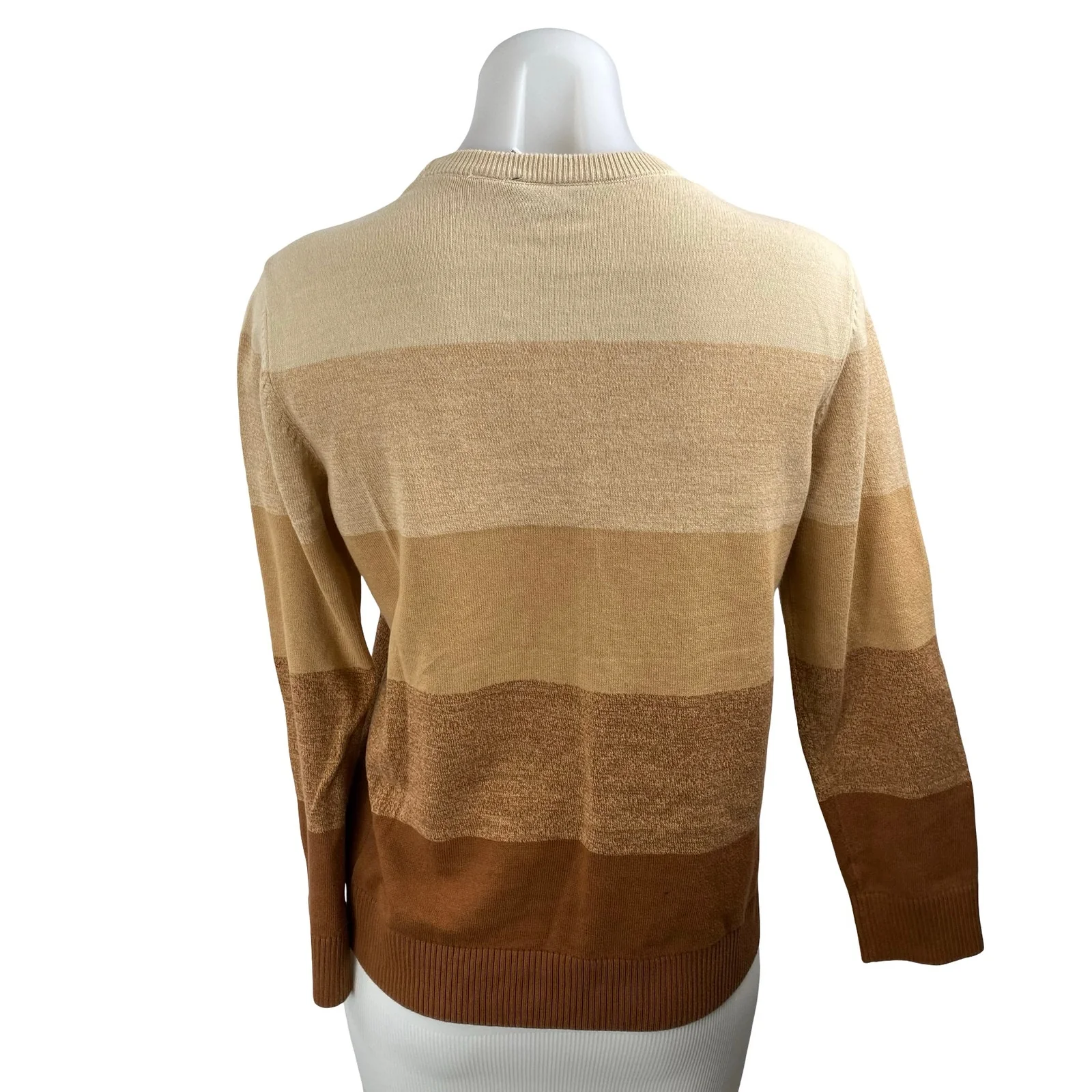 Place Women's Tan Brown Colorblock Stripe Ombre Long Sleeve Sweater Top 10/12 - Image 4