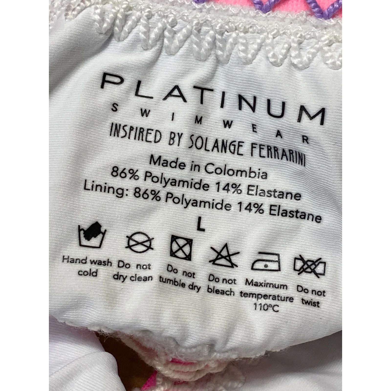 Platinum Women's Multicolor Crochet Trim Two Piece Sleeveless Bikini Swimwear L - Image 3