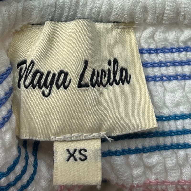 Playa Lucila White Smocked Tassel Spaghetti Strap Tiered Ruffle Maxi Dress Sz XS - Image 10