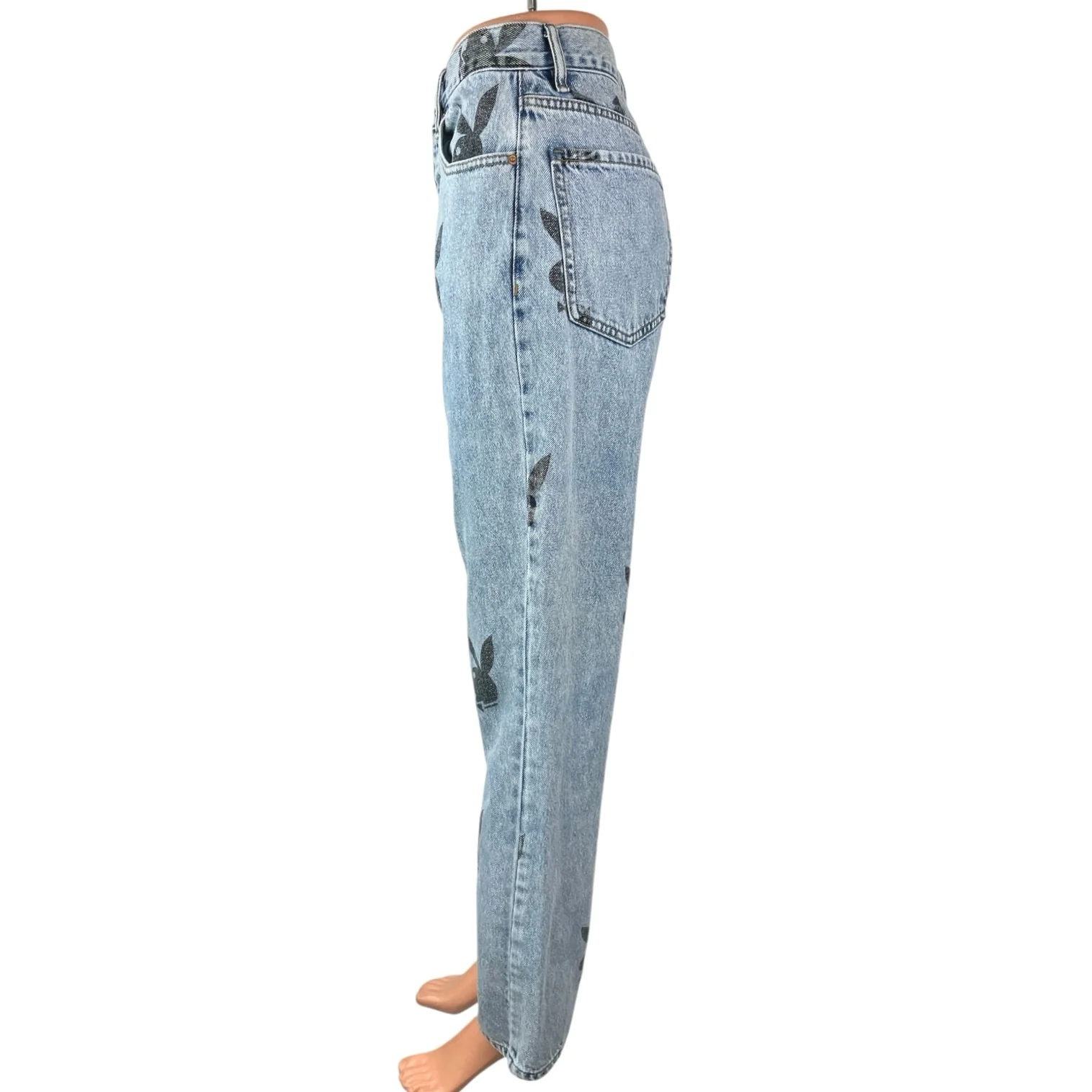 Playboy x PacSun Women's Blue Logo Print High Rise Straight Denim Jeans Size 26 - Image 2