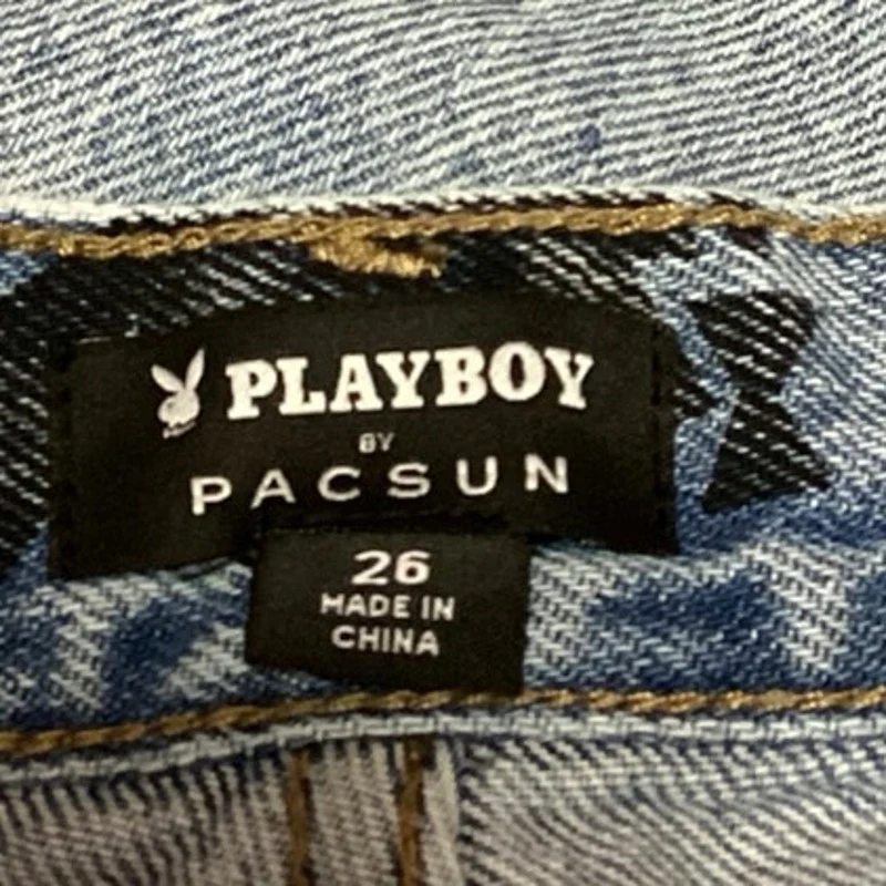Playboy x PacSun Women's Blue Logo Print High Rise Straight Denim Jeans Size 26 - Image 5