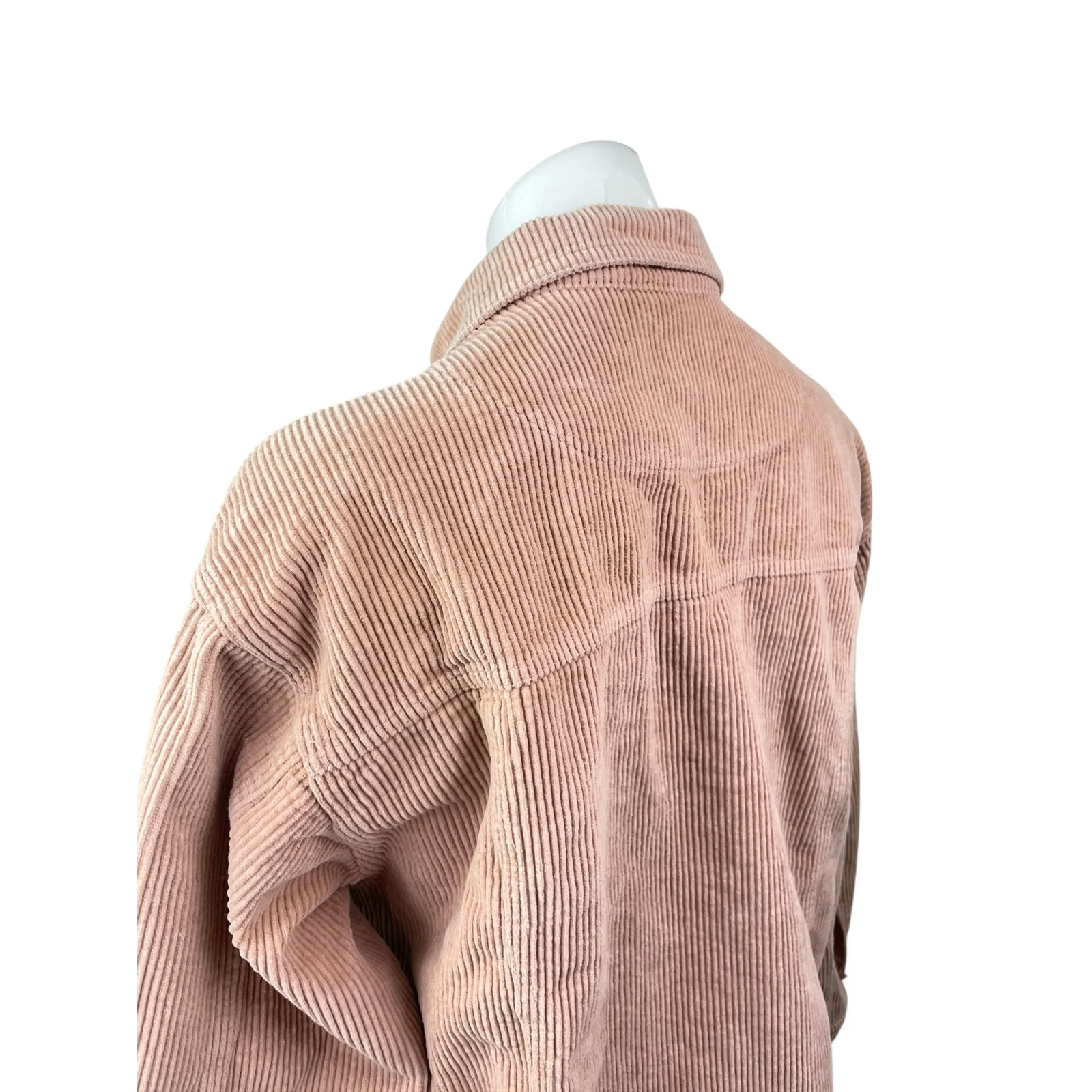 POL Women's Pink Corduroy Long Sleeve Cropped Pocket Button Down Jacket Size M - Image 4