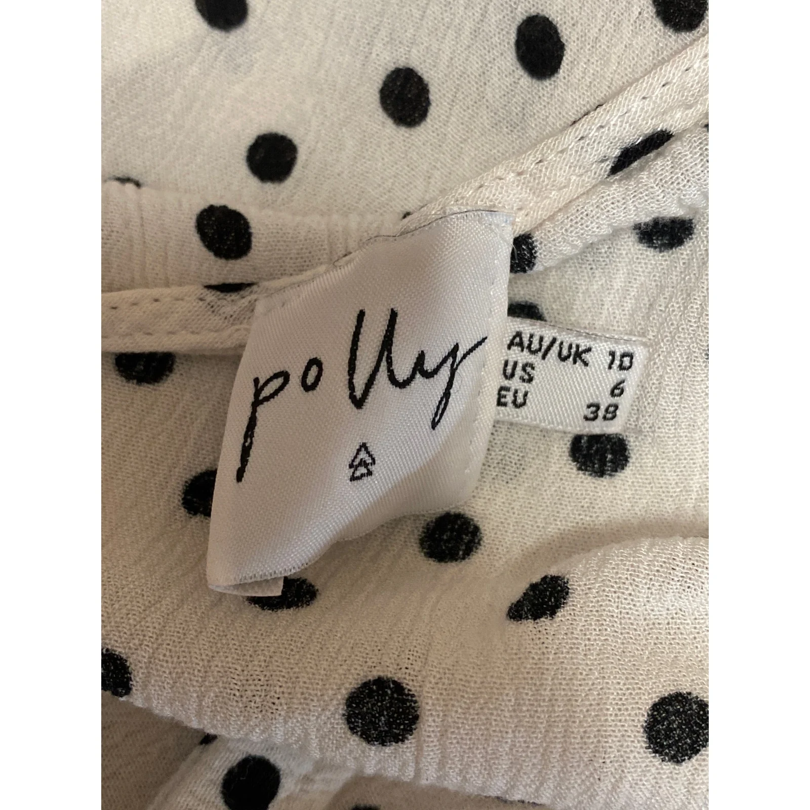 Polly Women's White Black Polka Dots Short Sleeve Cardigan Tie Crop Top Size 6 - Image 4