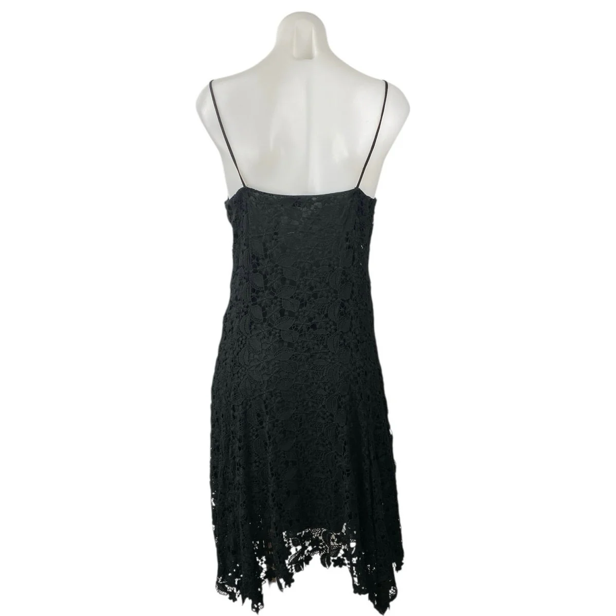 Polo Ralph Lauren Black Floral Lace Sleeveless Cami Camisole Midi A-Line Dress M - Image 4