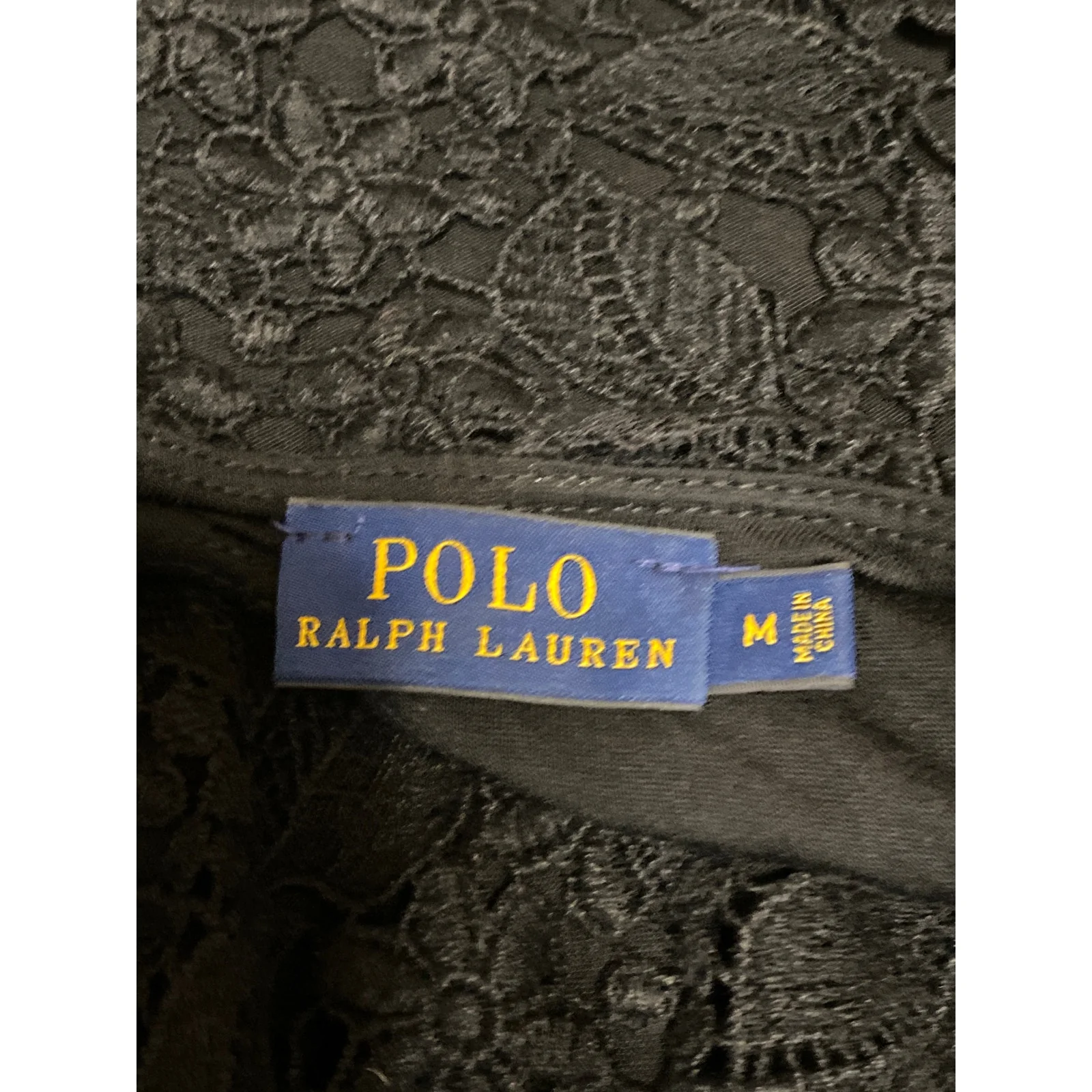 Polo Ralph Lauren Black Floral Lace Sleeveless Cami Camisole Midi A-Line Dress M - Image 5