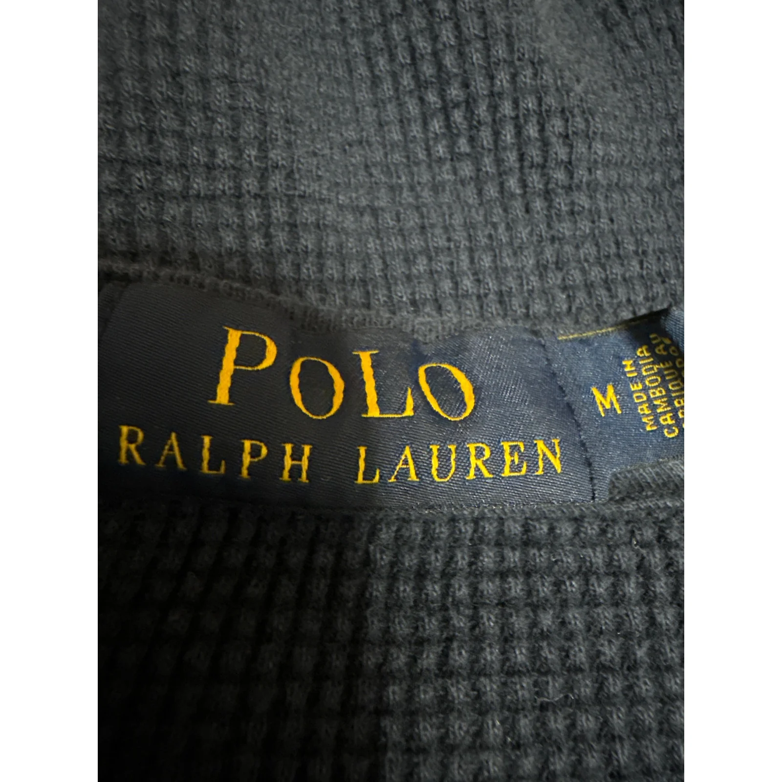 POLO Ralph Lauren Men's Blue Waffle Knit Long Sleeve Sweatshirt Sweater Top Sz M - Image 3