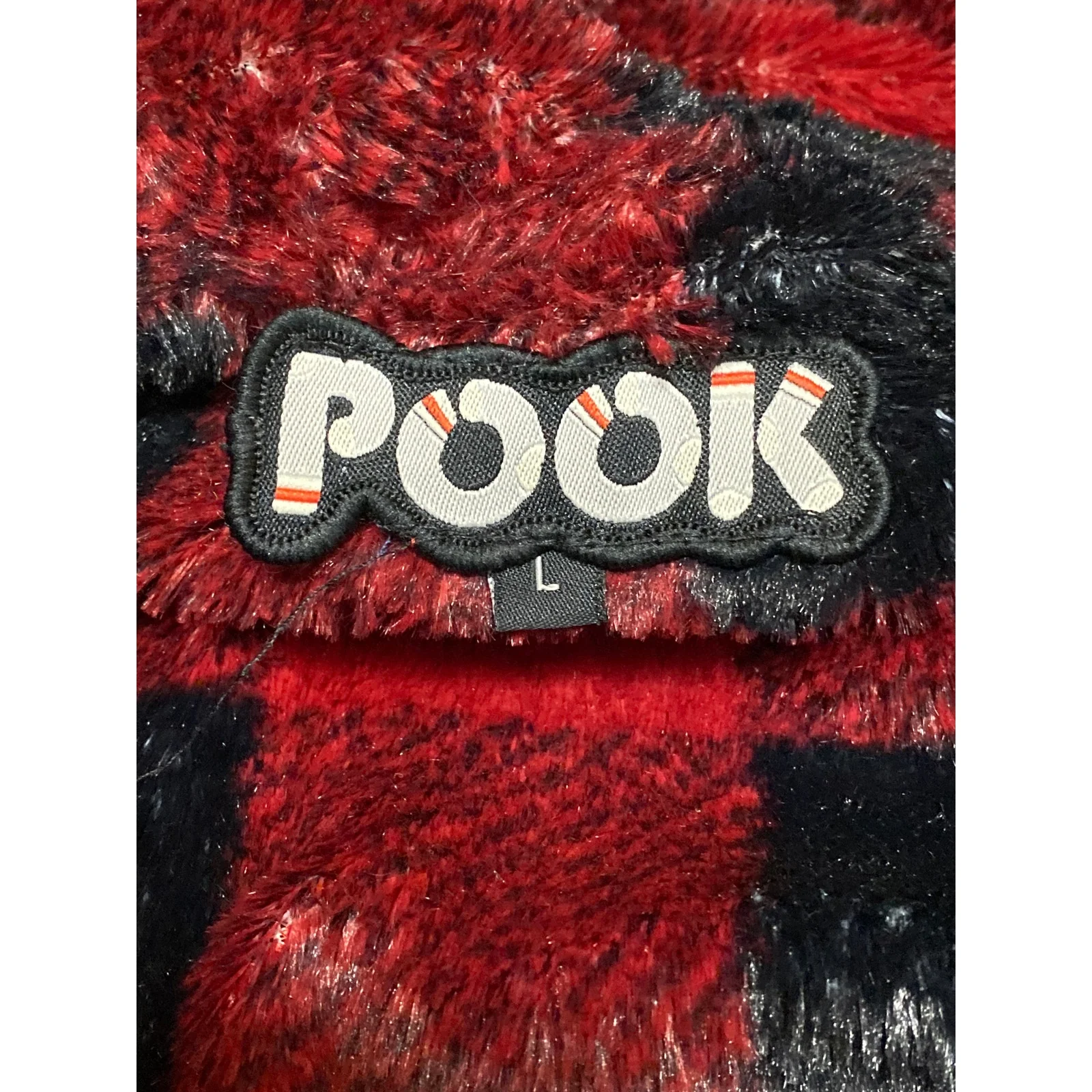 Pook Reversible Men's Gray Faux Fur Long Sleeve Hooded Sweatshirt Jacket Top L - Image 5