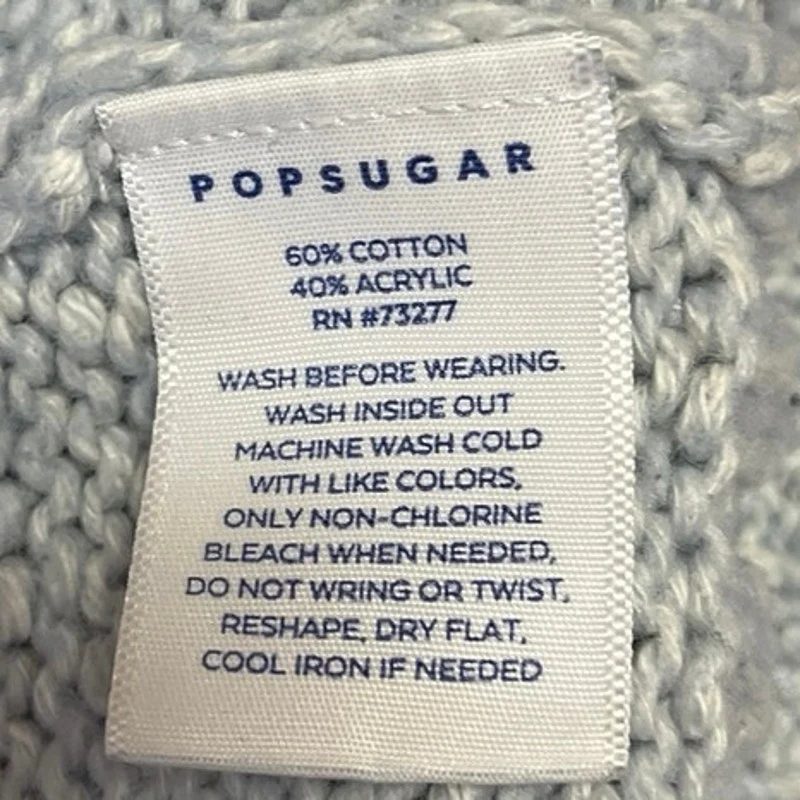 Popsugar Gray Crew Neck Ribbed Knit Trim Cozy Pullover Sweater Top Size L - Image 4