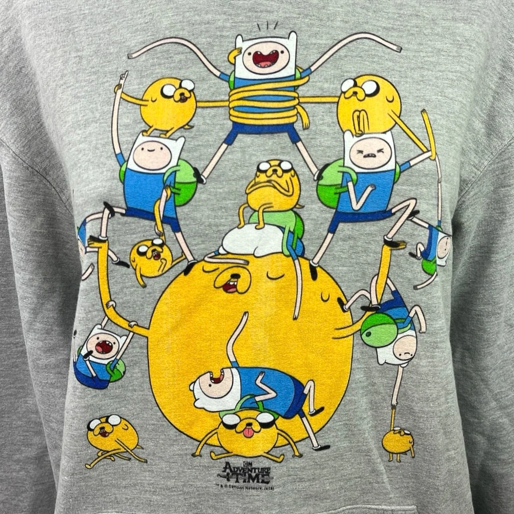 Port & Company Gray Multicolor Adventure Time Cartoon Network Pullover Hoodie L - Image 3
