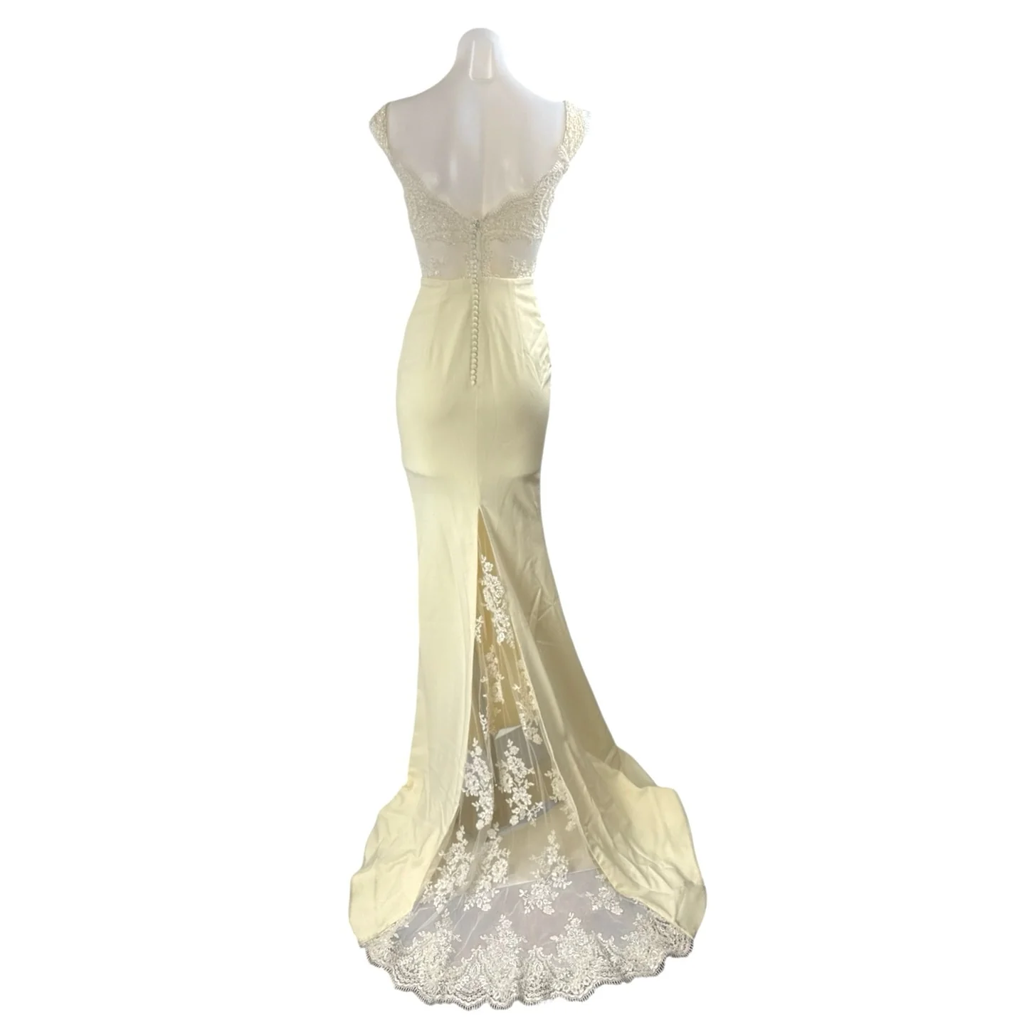 Portia & Scarlett Cream Beaded Embroidery Maxi Trumpet Mermaid Gown Dress Size S - Image 3