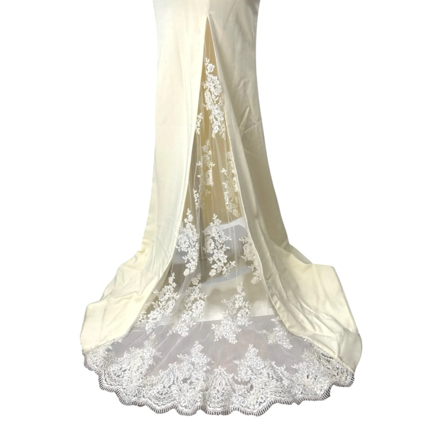 Portia & Scarlett Cream Beaded Embroidery Maxi Trumpet Mermaid Gown Dress Size S - Image 4
