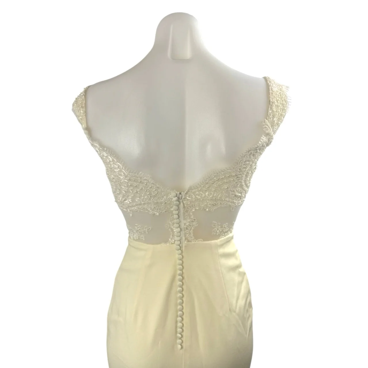 Portia & Scarlett Cream Beaded Embroidery Maxi Trumpet Mermaid Gown Dress Size S - Image 5