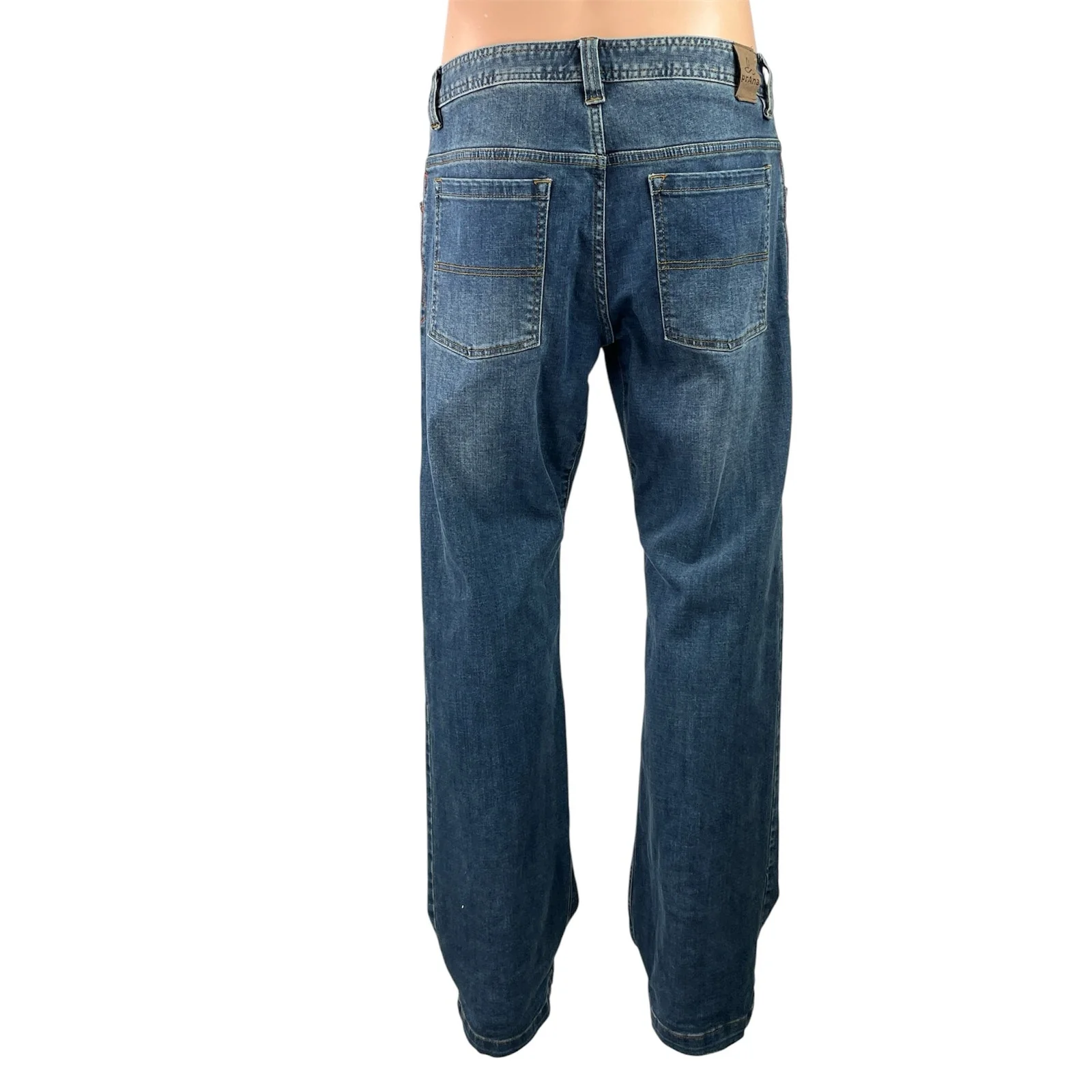 Prana Men's Blue Medium Wash Mid Rise Relaxed Straight Denim Jeans Size 33x32 - Image 3