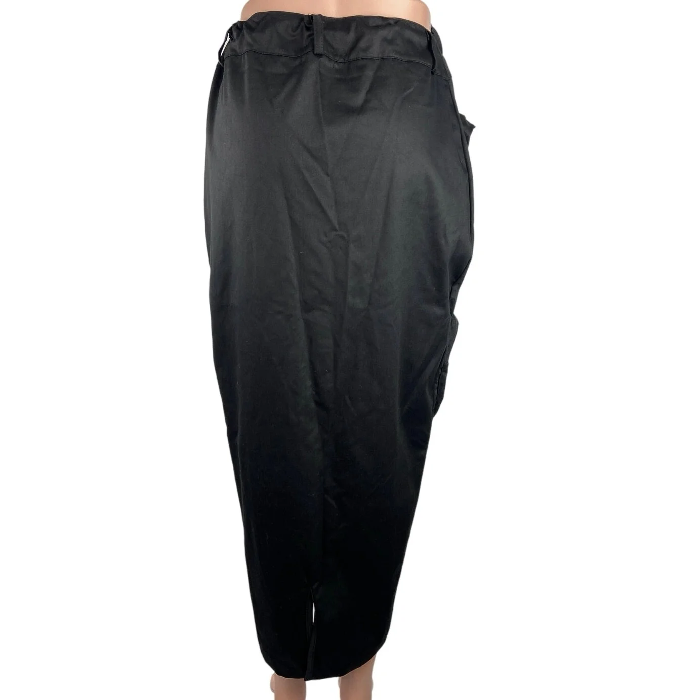 PrettyLittleThing Black Twill Pockets Drawstring Cargo Utility Midi Skirt Size 4 - Image 3