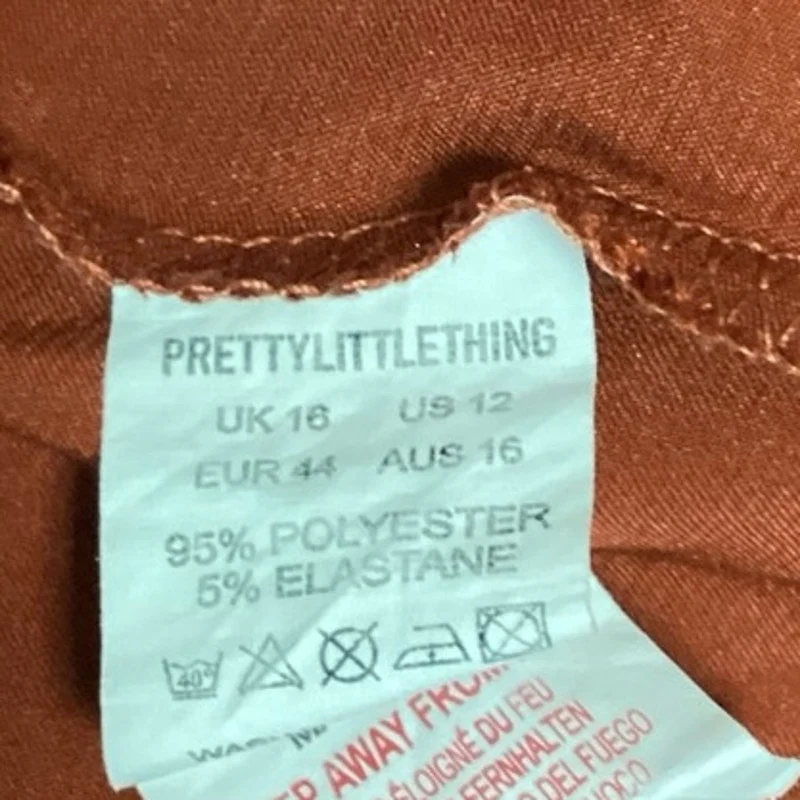 PrettyLittleThing Brown Silky Satin Cowl Neck Short Camisole Tank Dress Size L - Image 5