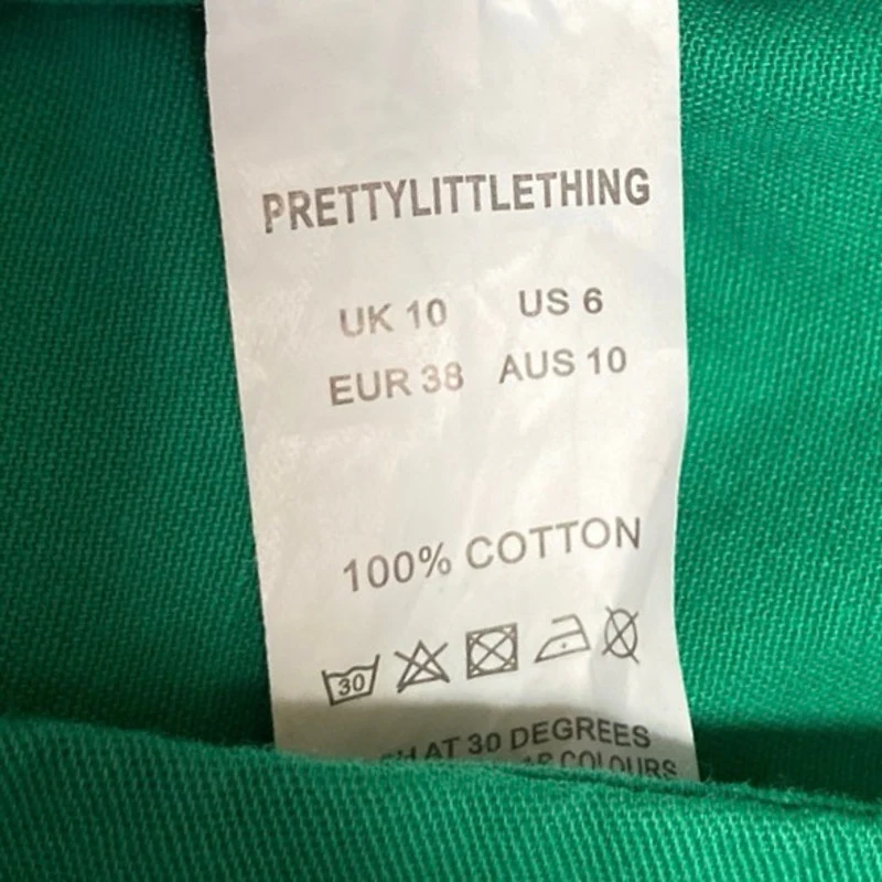 PrettyLittleThing Green Cut-Out Waist Long Sleeve Utility Style Mini Dress Sz 6 - Image 4