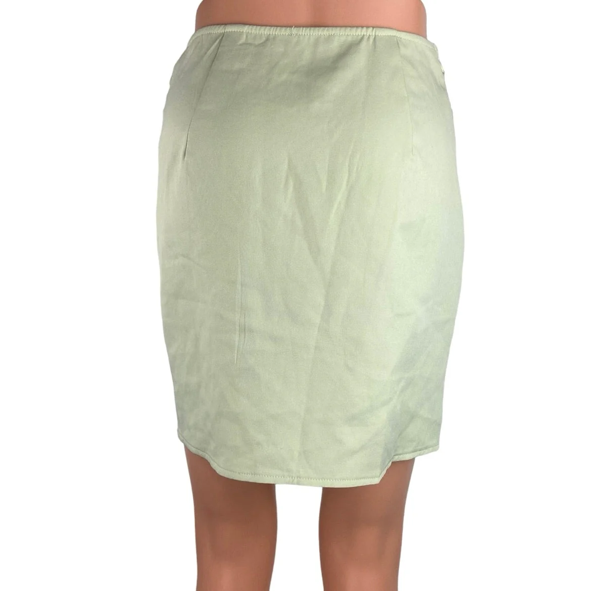 PrettyLittleThing Mint Green Knot Front Career Office Mini Pencil Wrap Skirt 6 - Image 3