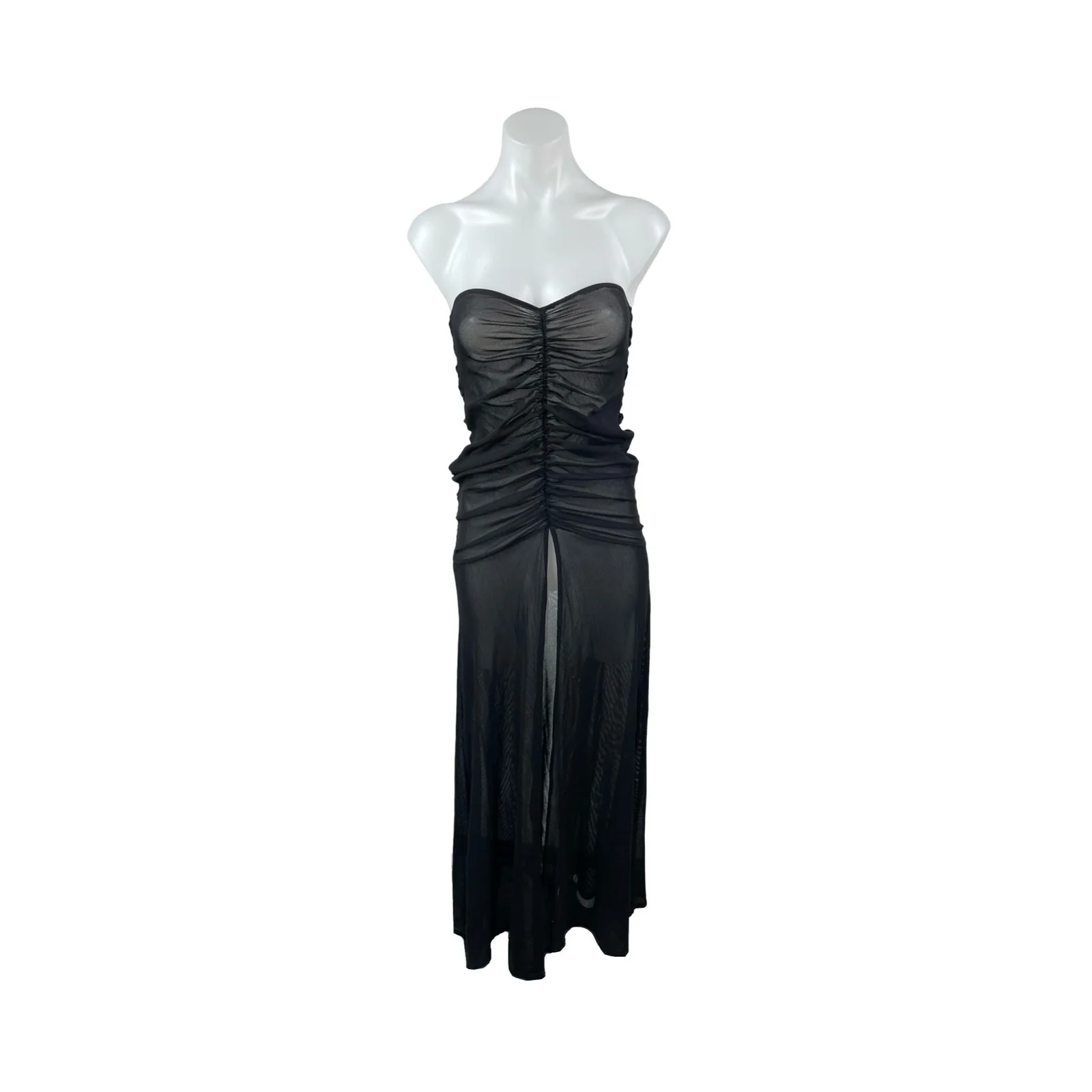 PrettyLittleThing x Naomi Campbell Black Bandeau Ruched Strapless Blouse Top 4