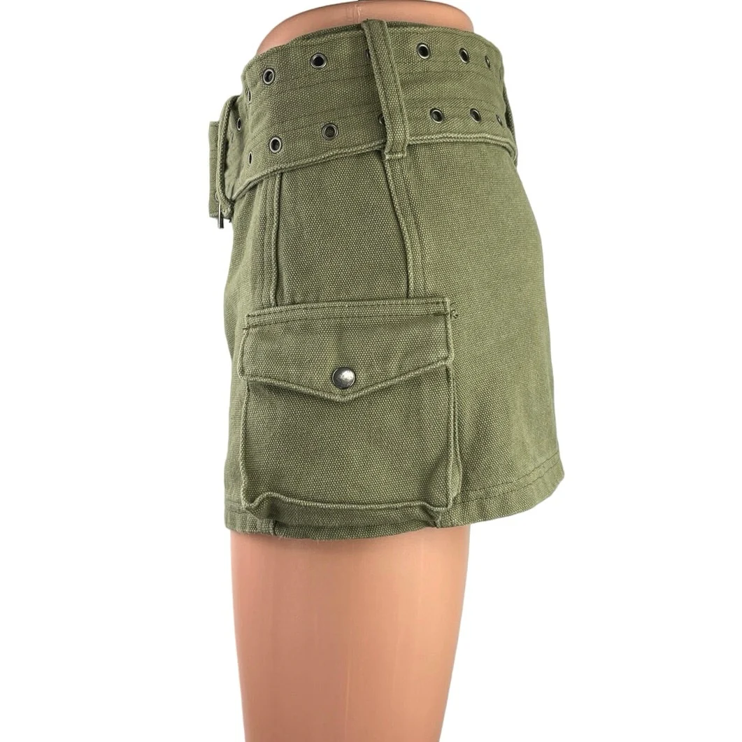 Princes Polly Women's Green High Waisted Belted Mini Cargo Straight Pencil Skirt XS - Image 2