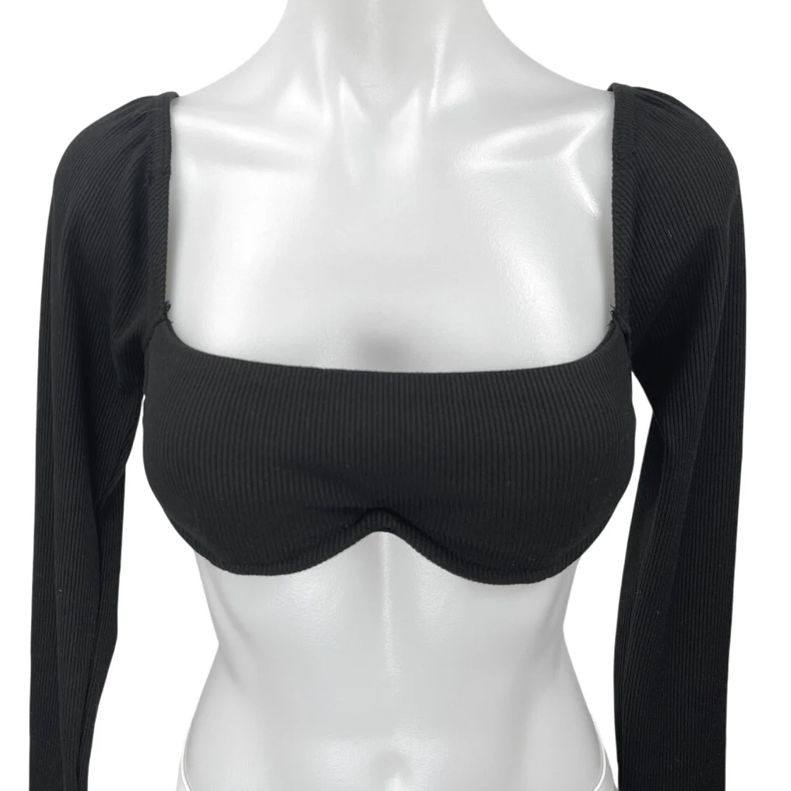 Princess Polly Becca Women's Black Long Sleeve Rib Knit Crop Sweater Top Size 4 - Image 3