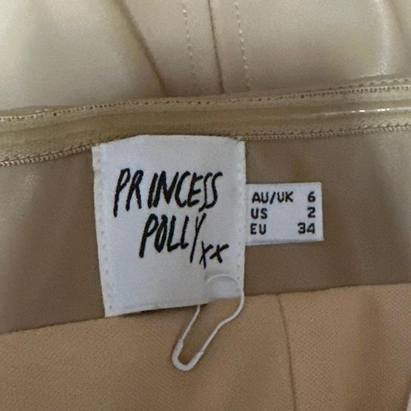 Princess Polly Beige Tan Faux Leather Vegan Bandeau Tube Sheath Mini Dress 2 - Image 3