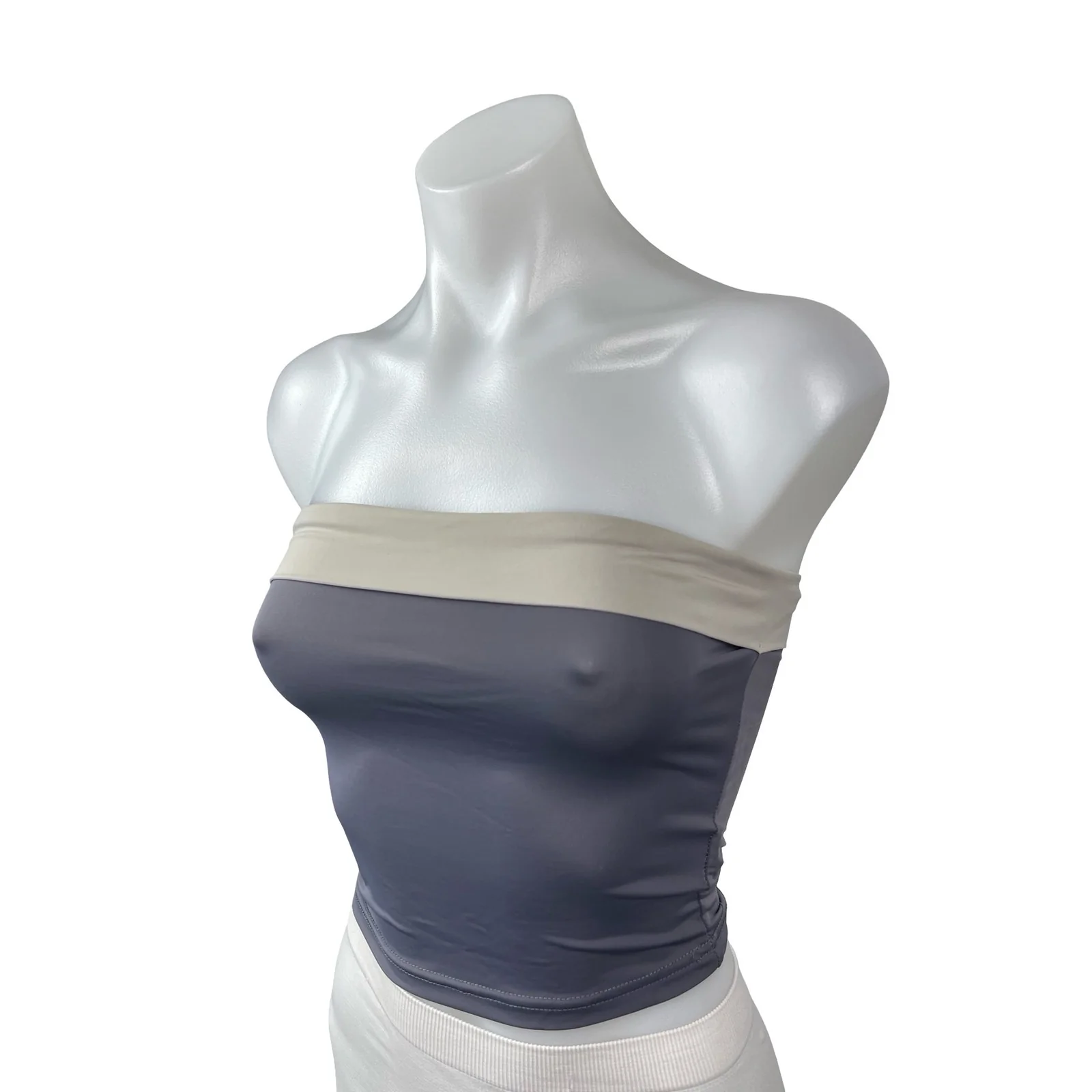 Princess Polly Black Beige Strapless Tube Bandeau Colorblock Crop Top Size 2 - Image 2