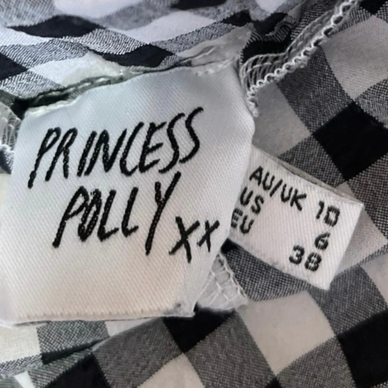 Princess Polly Black Gingham High Rise Elastic Waist Pull On Casual Mini Short 6 - Image 3