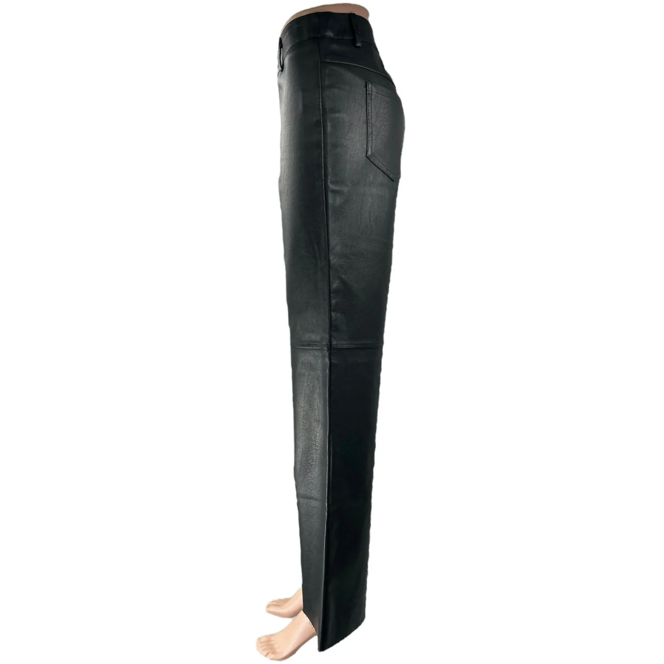 Princess Polly Black High Rise Wide Leg Faux Leather Vegan Trousers Pants Sz 6 - Image 3