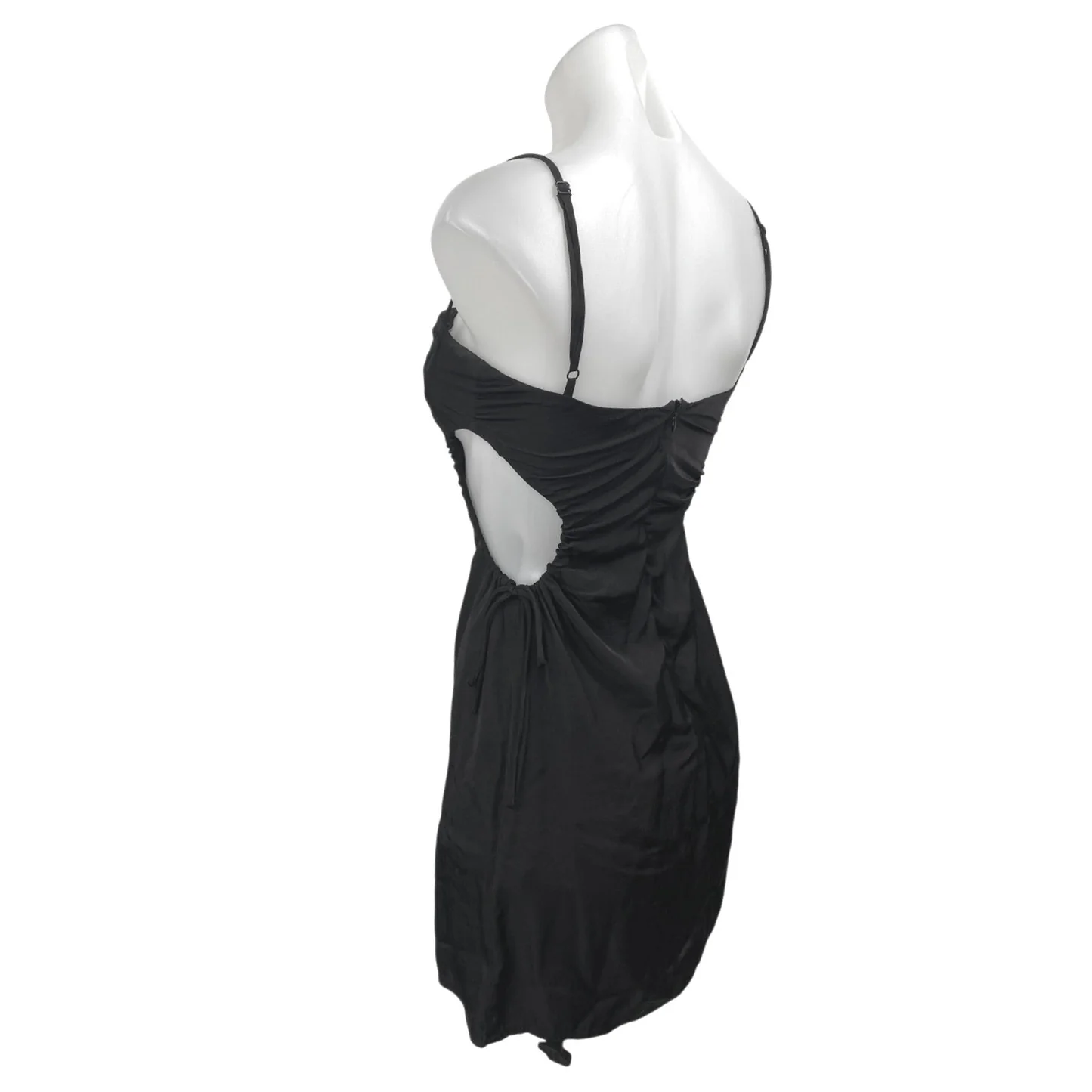 Princess Polly Black Lace Trim Ruched Cutout Sleeveless Cami Mini Tank Dress 2 - Image 2
