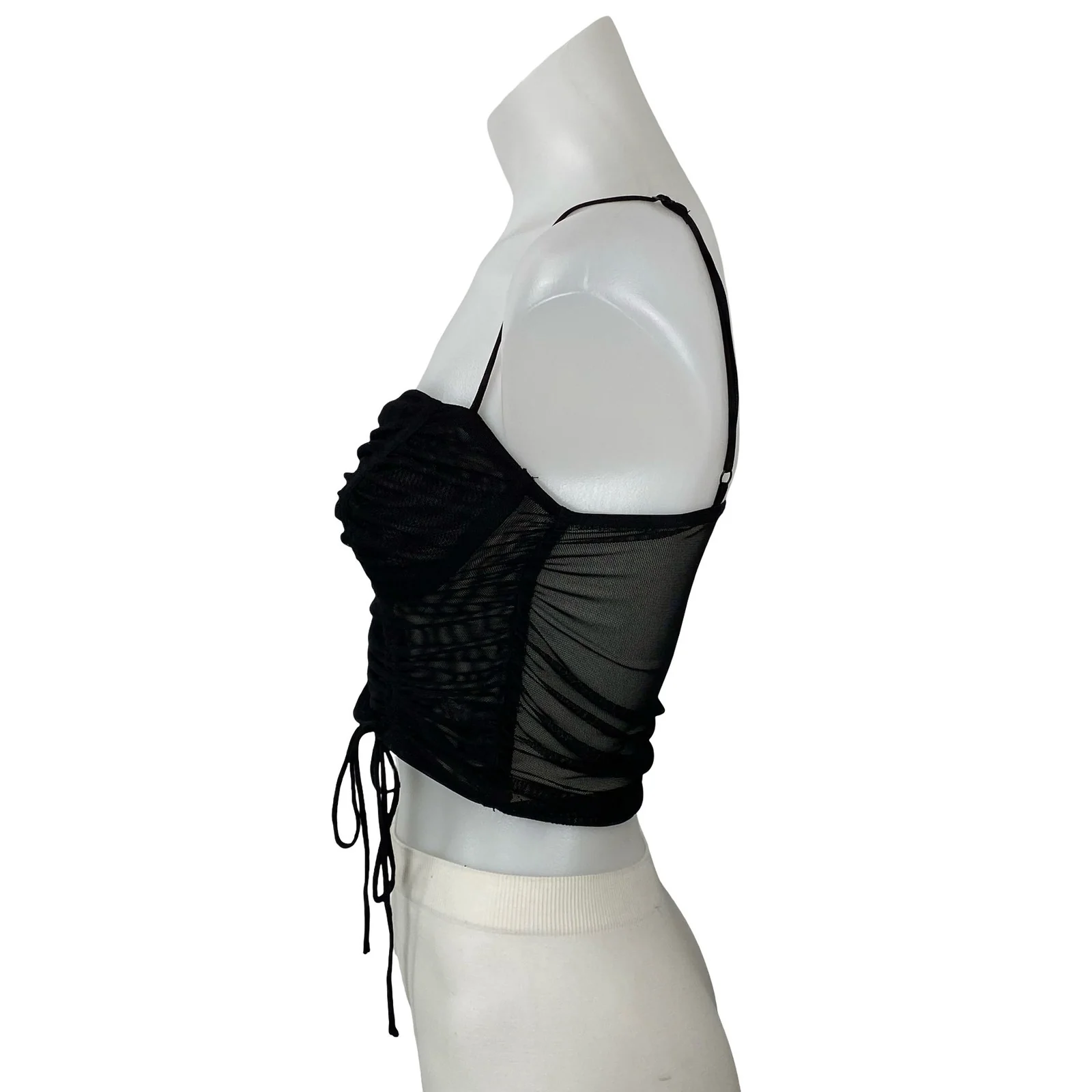 Princess Polly Black Mesh Sheer Sleeveless Bustier Corset Tie Crop Top Size S - Image 2