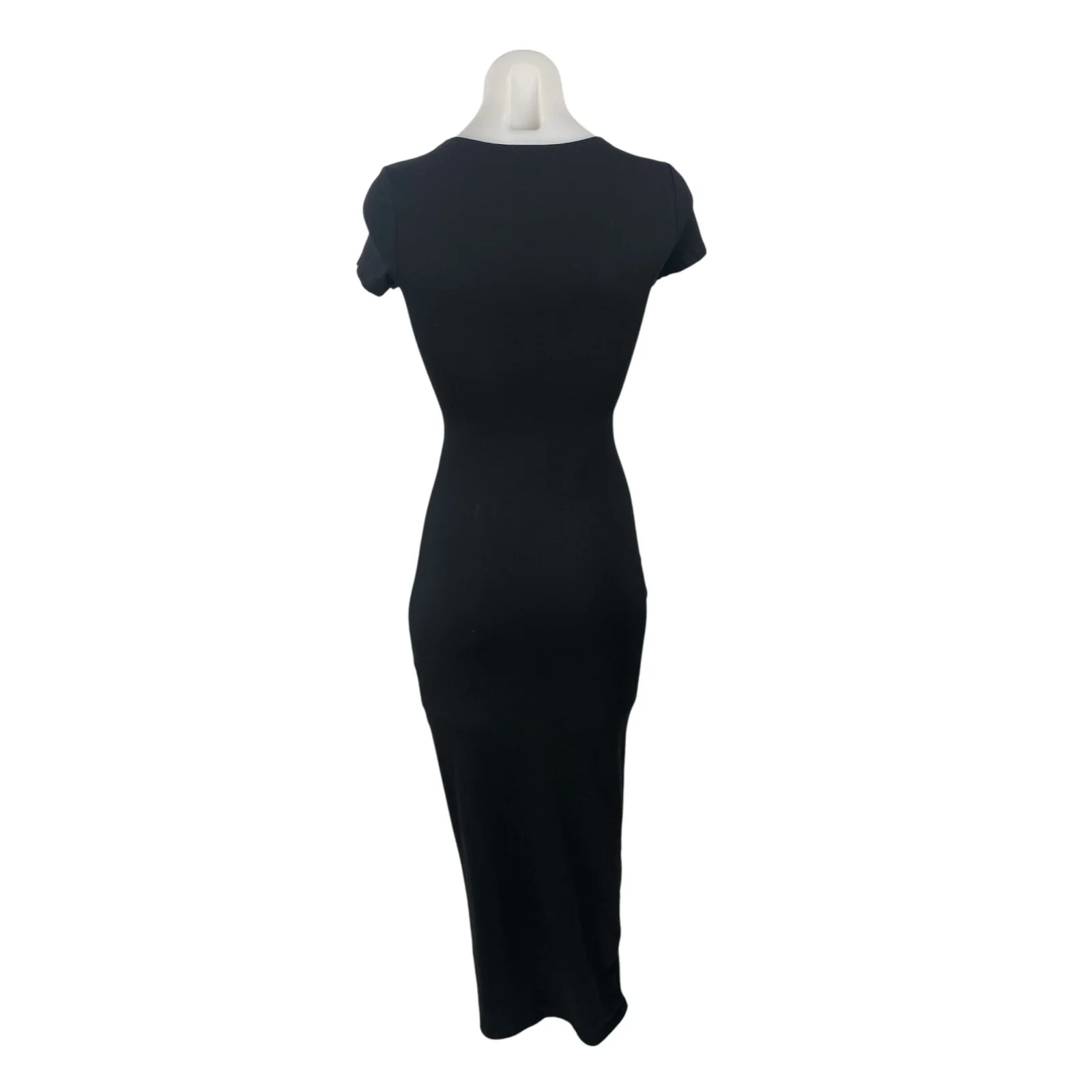 Princess Polly Black Short Sleeve Crew Neck Side Slit Maxi Bodycon Dress Size 0 - Image 4