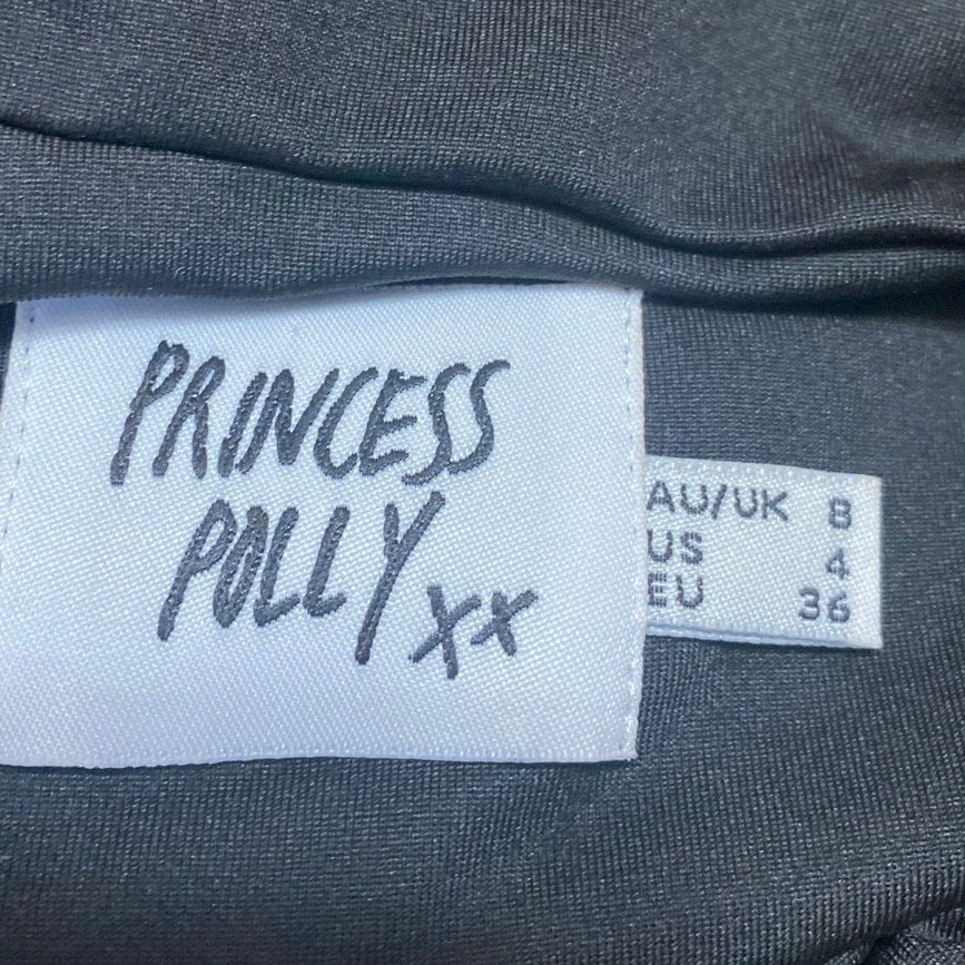 Princess Polly Black Sleeveless Halter Tie Ruched Cutout Mini Bodycon Dress Sz 4 - Image 4